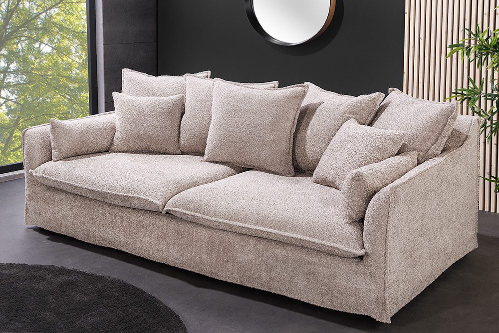 riess-ambiente 3-Sitzer HEAVEN 200cm champagner beige, Einzelartikel 1 Teile, Wohnzimmer · Hussen-Couch · Bouclé-Teddy-Stoff · Federkern · Landhaus