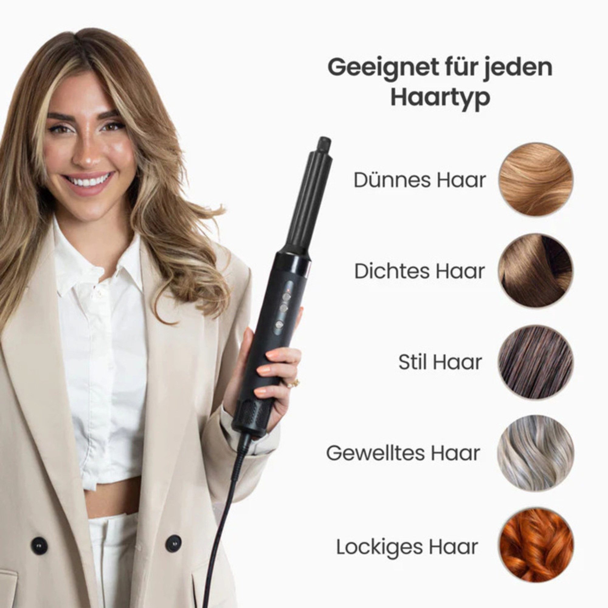 GLATO Multihaarstyler Airstyler, Haarstyler, 7 in 1 Haarstyler, Warmluftbürste, Haartrockner, Hochwertige Verarbeitung