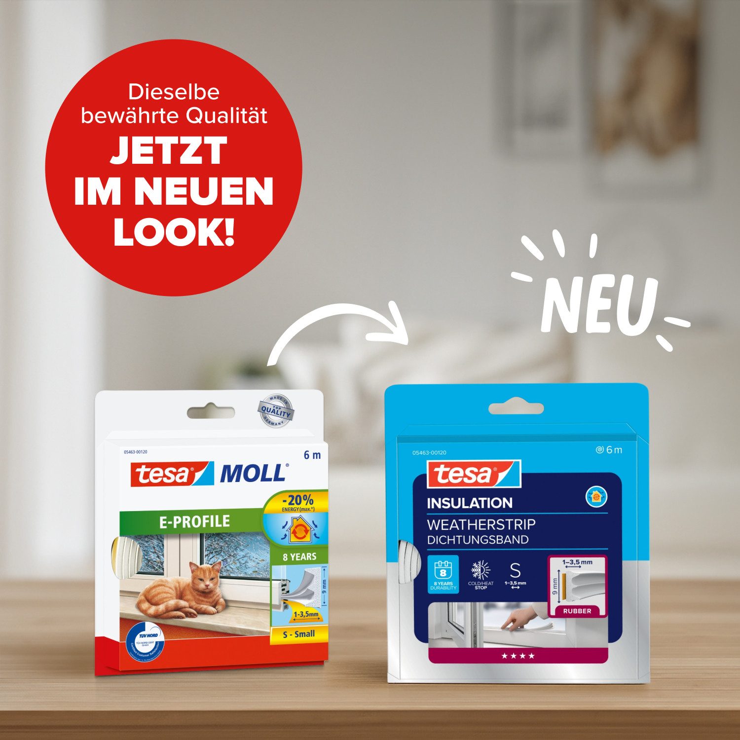 tesa Dichtungsband INSULATION Dichtungsband S -Selbstklebende Gummidichtung, (Packung, 1-St., Dichtungsband S weiß - 6 m x 9 mm x 4 mm), zum Isolieren von Spalt – Bild 2 von 5
