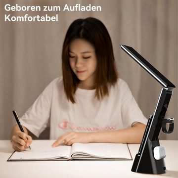 DOPWii LED Schreibtischlampe Berührbares LED-Licht, dimmbar Kabellose Aufladung Wecker