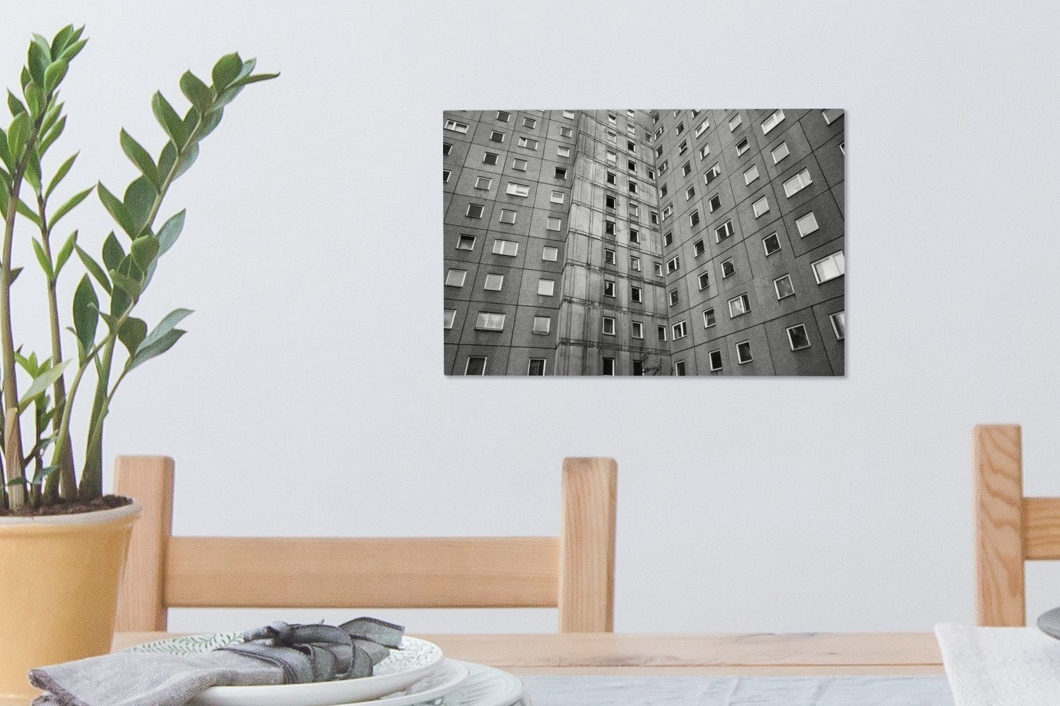 Wanddeko, Leinwandbilder, Wohnhaus St), und (1 schwarz 30x20 Wandbild cm Aufhängefertig, Leinwandbild OneMillionCanvasses® weiß, - Plattenbau