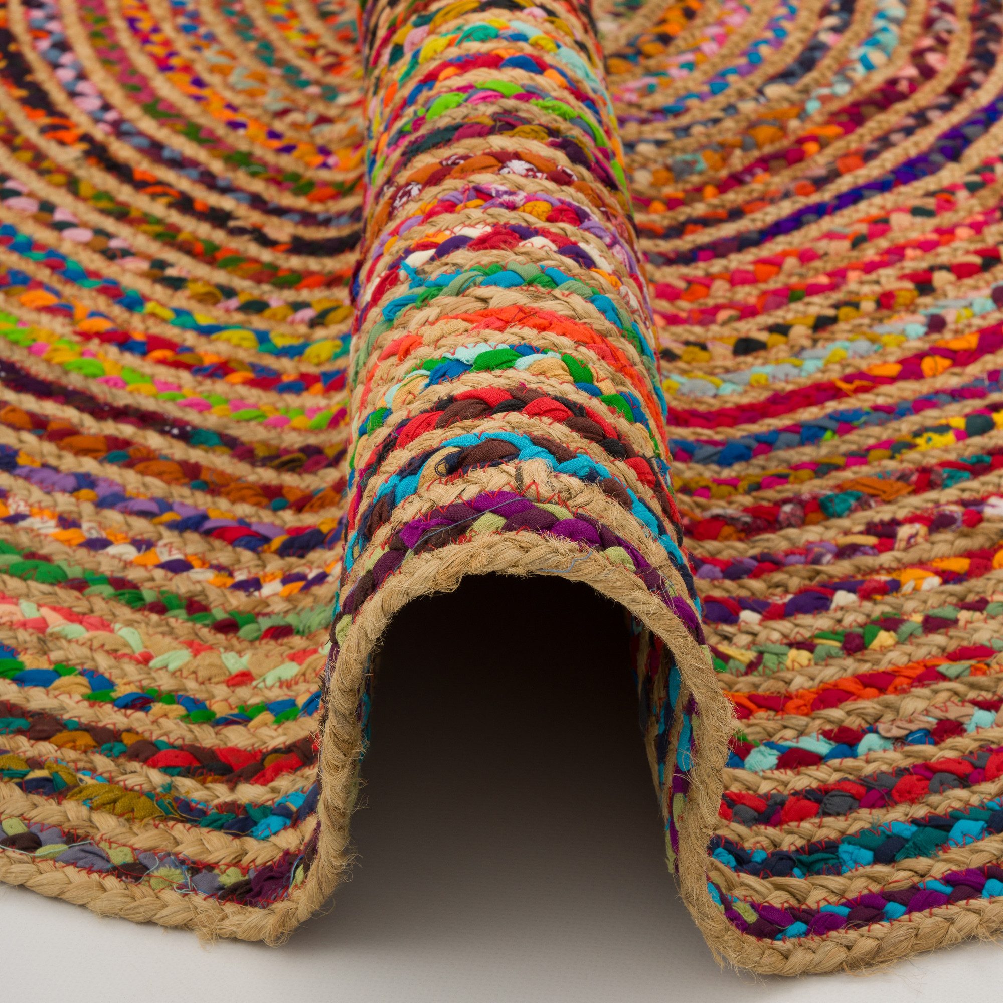 Pergamon Sisalteppich Teppich Jute Baumwolle Salsa Bunt, Rund, Höhe: 8 mm