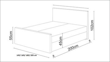 99rooms Boxspringbett Fiorella (Schlafzimmerbett, Bett), 140/160/180/200 x 200 cm, mit Matratze und Topper, Bettkasten