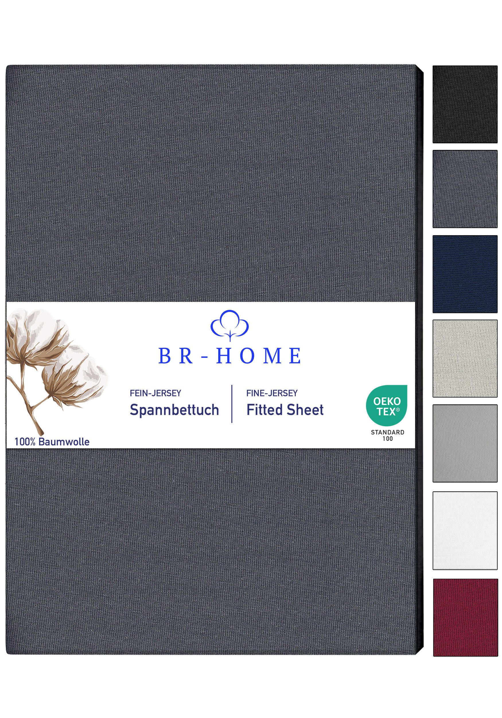 BR-Home Spannbettlaken bis zu 25cm, 100% Baumwolle Jersey Bettlaken, Spannb günstig online kaufen