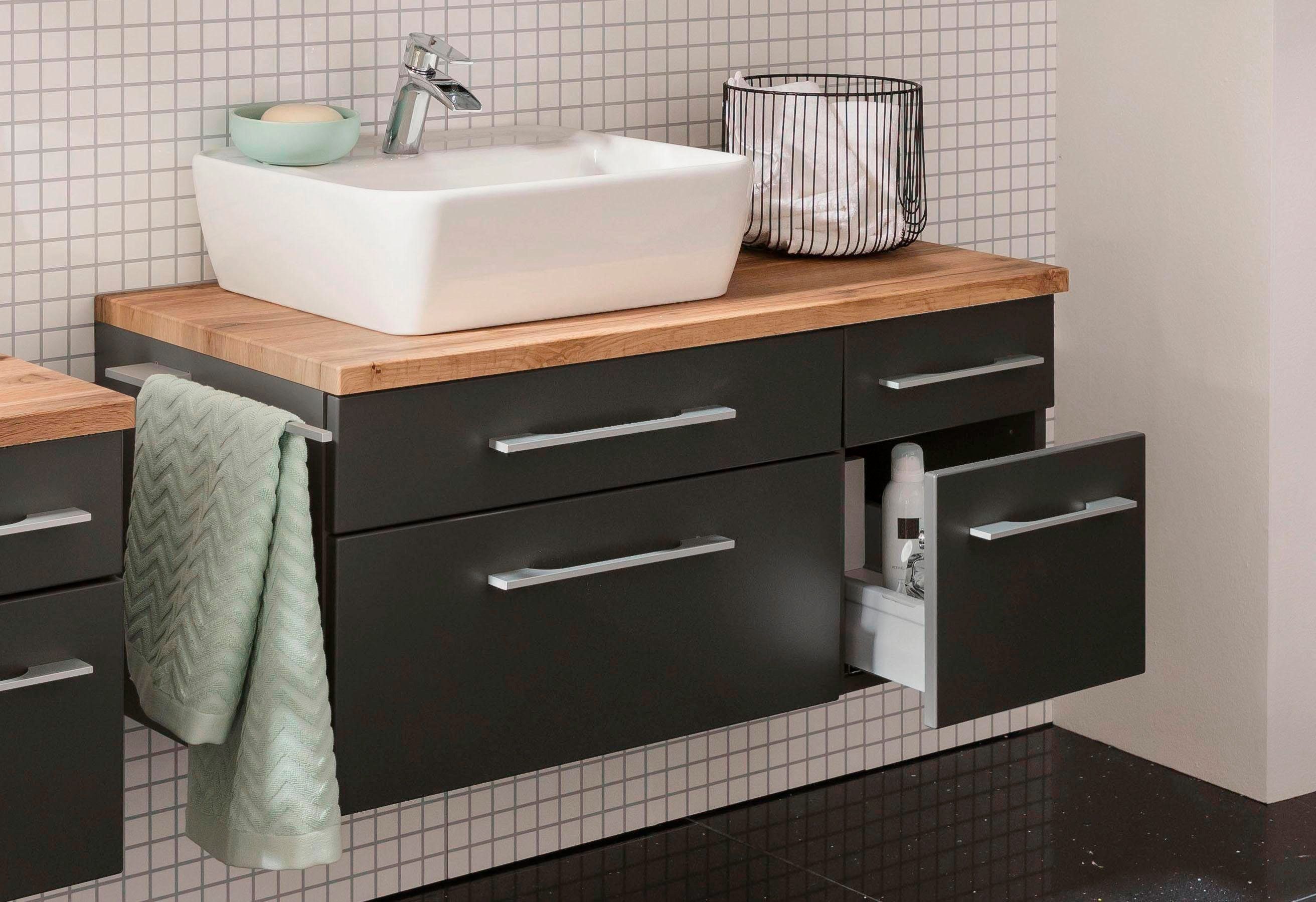 welltime Waschbeckenunterschrank Davos Badmöbel, Waschtisch inkl. Waschbecken, Breite 90 cm