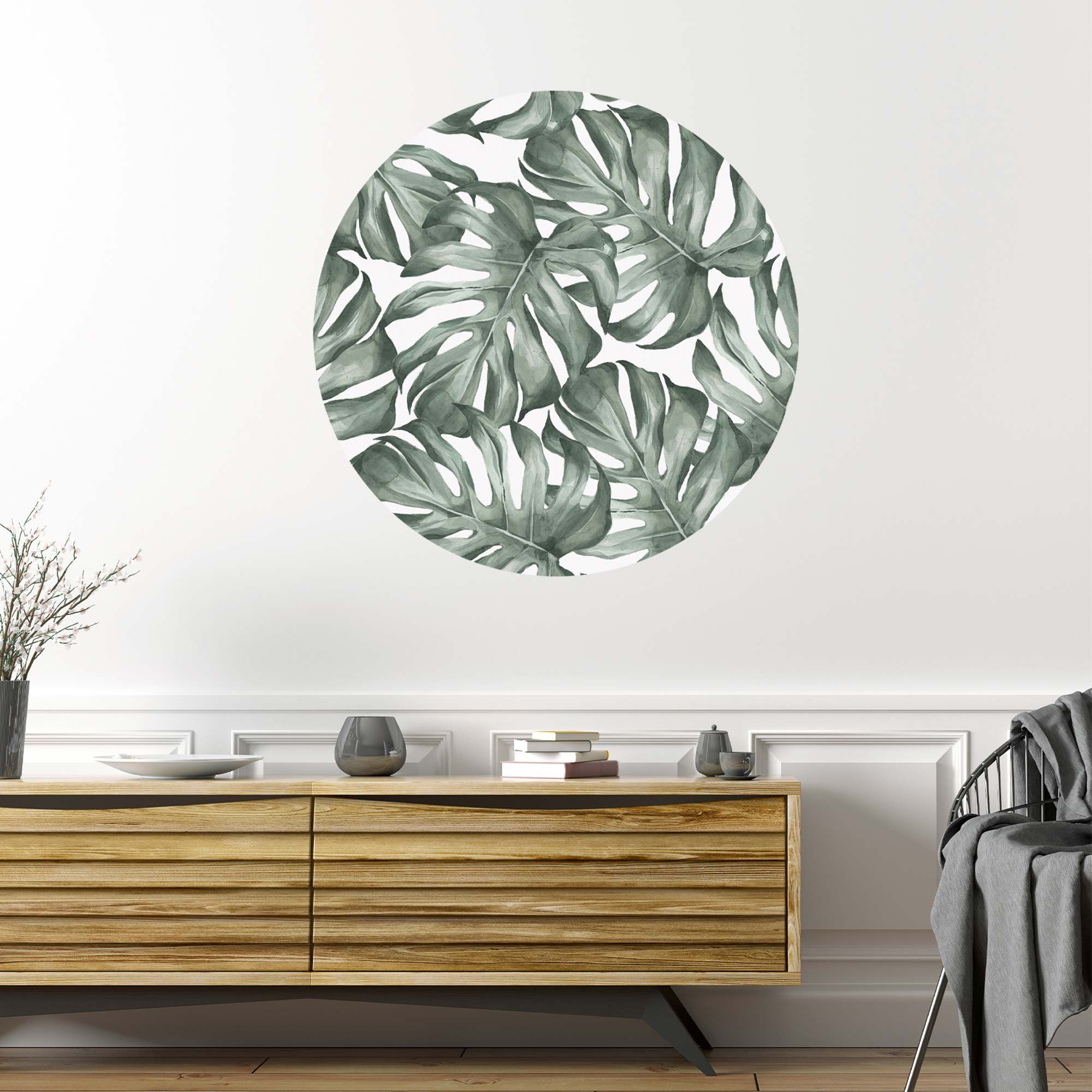 WallSpirit Wandsticker Wandaufkleber rund "Monstera", Selbstklebend, rückstandslos abziehbar