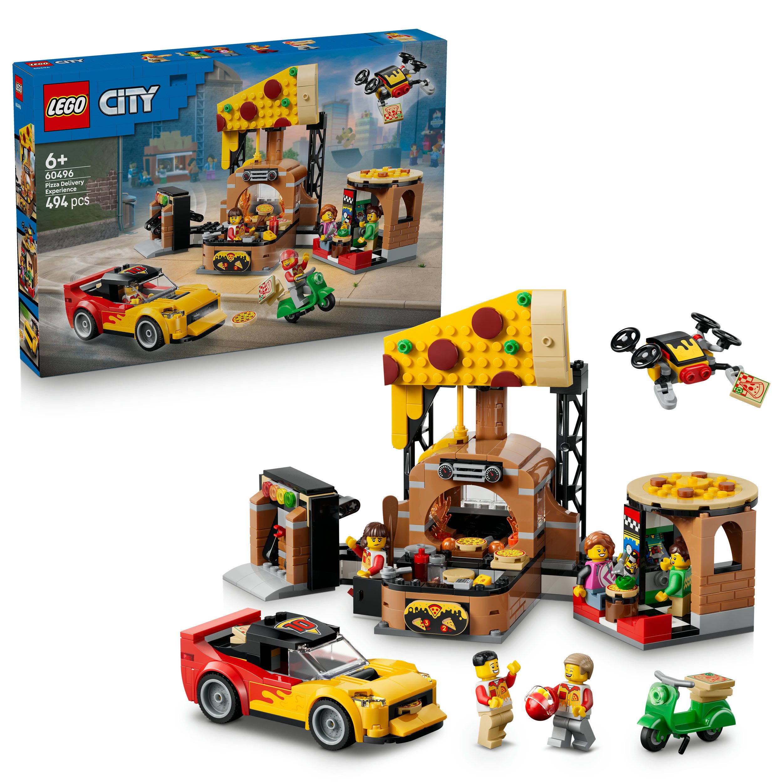 LEGO® Pizza-Liefererlebnis mit Fahrzeugen (60496), LEGO City Konstruktionsspielsteine, (494 St), Made in Europe