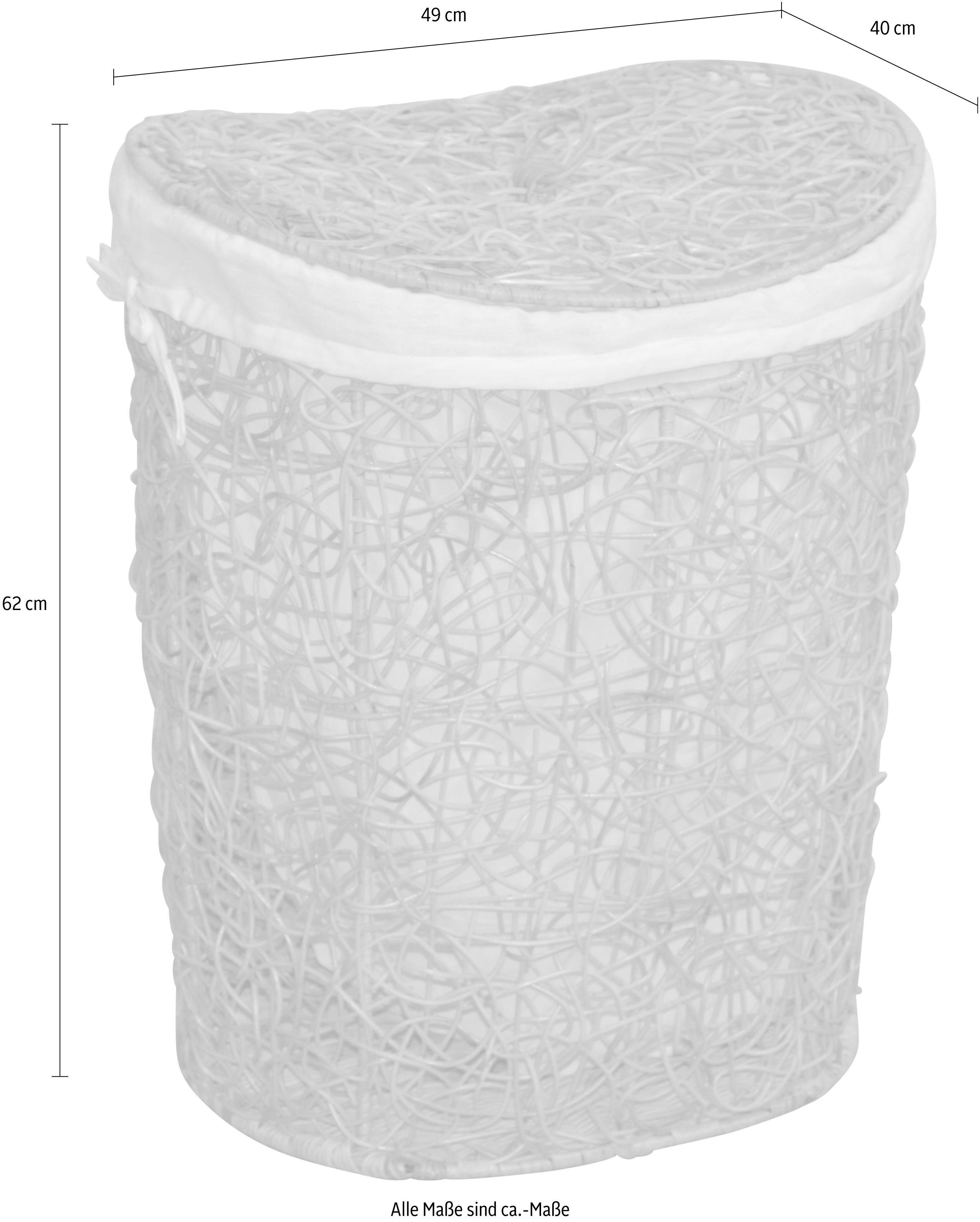 my home Wäschekorb, Rattan-Geflecht, mit Stoffeinsatz und Deckel, Höhe 62 cm