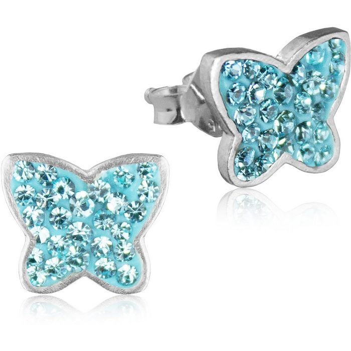 LUISIA® Paar Ohrstecker Ohrringe Schmetterling Kristallen von Swarovski® - 925 Sterling Silber (2-tlg. inkl. Schmuckset)