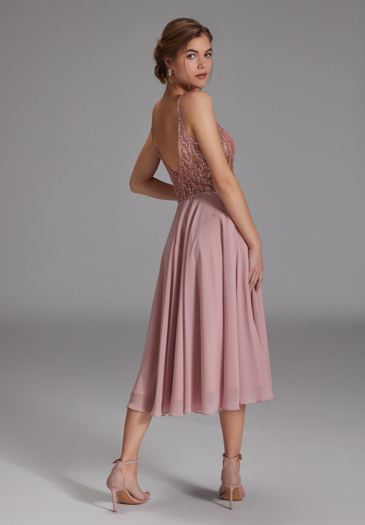 Hey Kyla Cocktailkleid - Cocktailkleid aus Materialmix Taillierter Schnitt mit ausgestelltem Rockteil