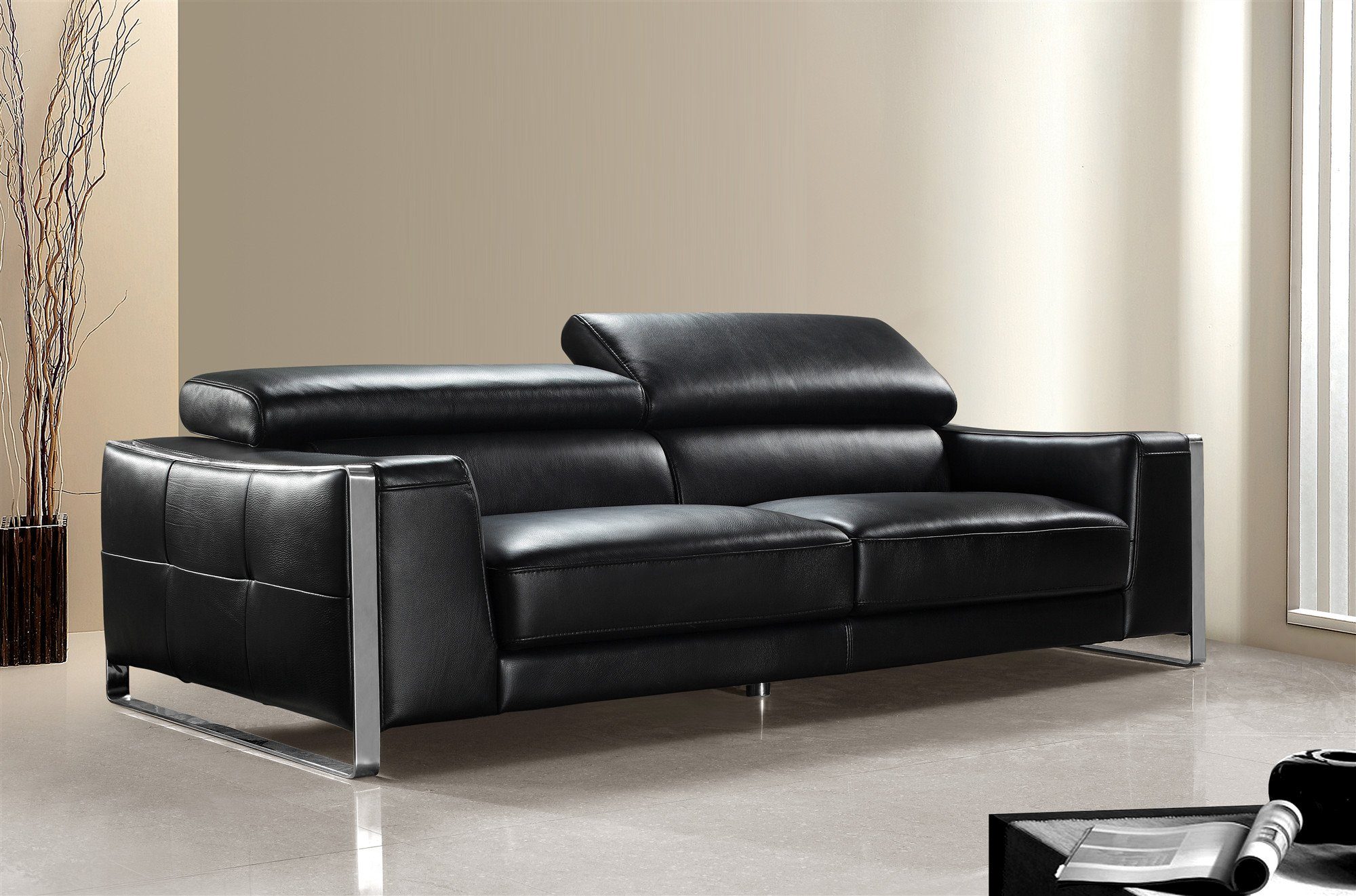 Salottini 3-Sitzer Designer XL 3er Sofa Andrea 3-Sitzer Leder Couch Garnitur, bewegliche Kopfstützen