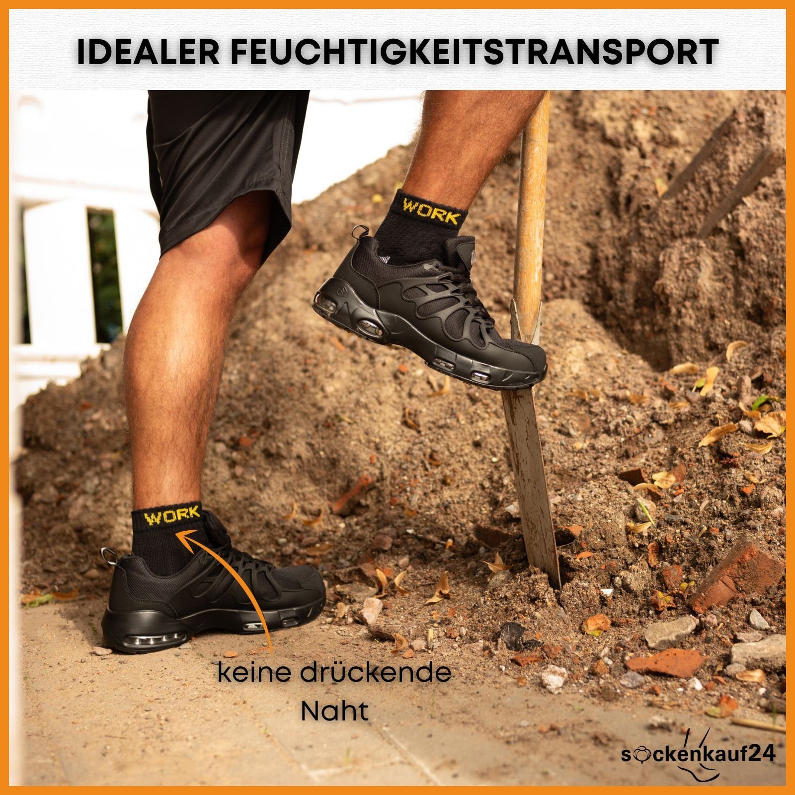 sockenkauf24 Arbeitssocken Herren Kurzsocken WORK kurze Arbeits Socken atmungsaktiv (10-Paar) Vollfrottee verstärkt – Bild 2 von 5