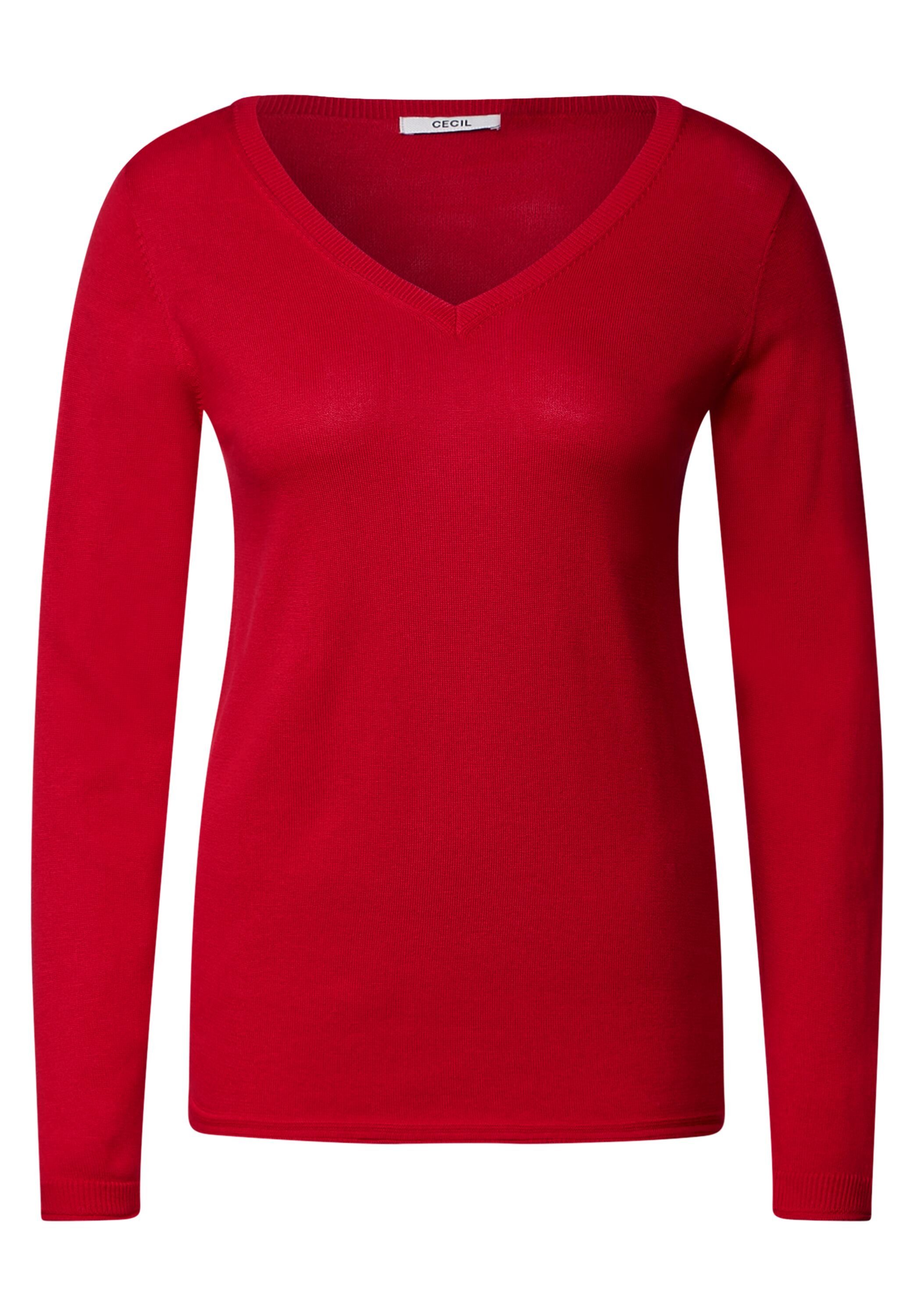 red mit fruity V-Ausschnitt V-Ausschnitt-Pullover Cecil femininem