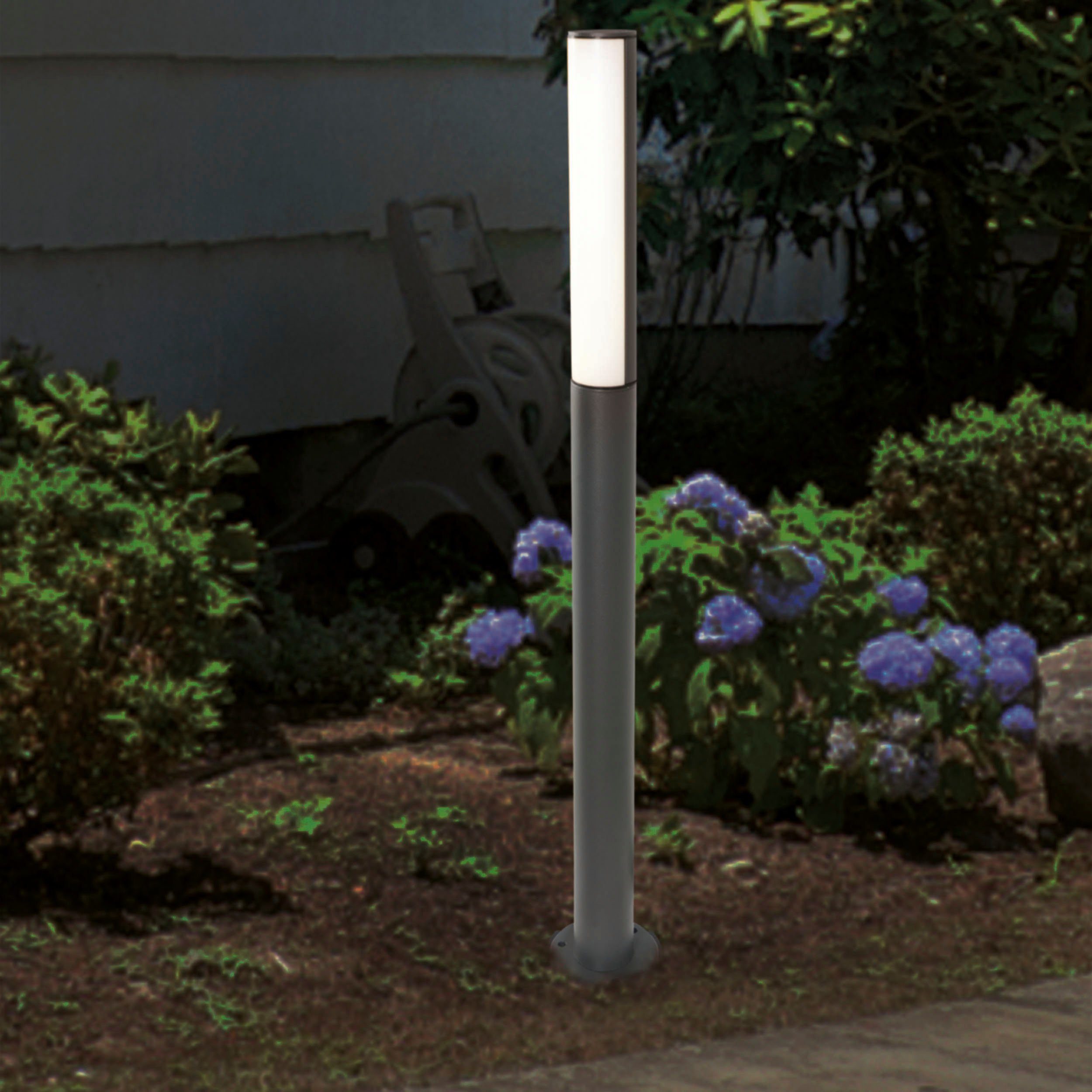 Aluminium Flair, Außen-Stehlampe näve Höhe Licht Warmweiß, IP54 90cm dunkelgrau warmweißes LED