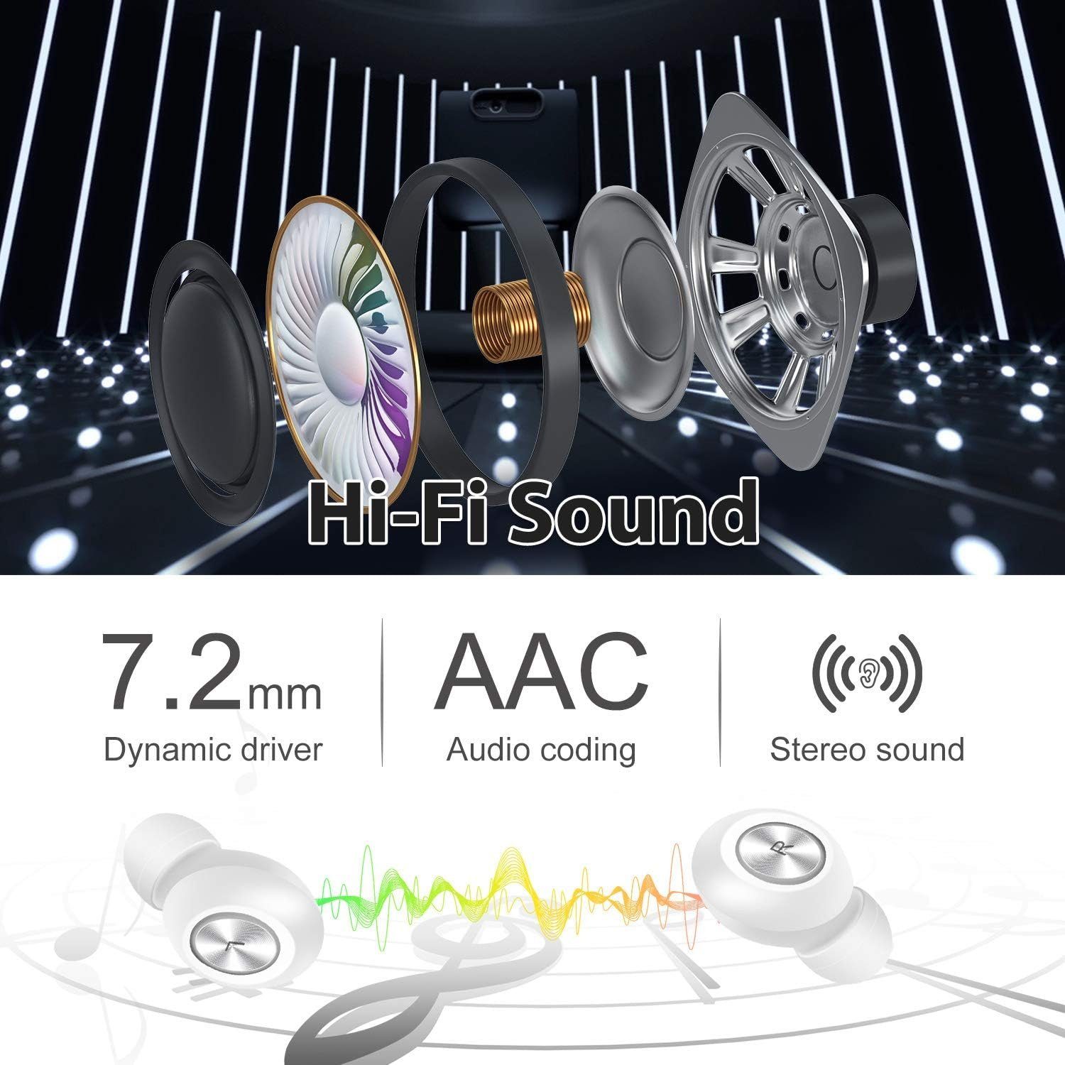 inkl. Leicht Ladebox, Paar Bluetooth-Kopfhörer weiß (ACC-Audio, Silikon-Ohrkappen) und 3 kompakt, Diyarts