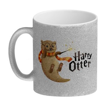 speecheese Tasse Harry Otter mit Zauberstab Glitzer-Kaffeebecher