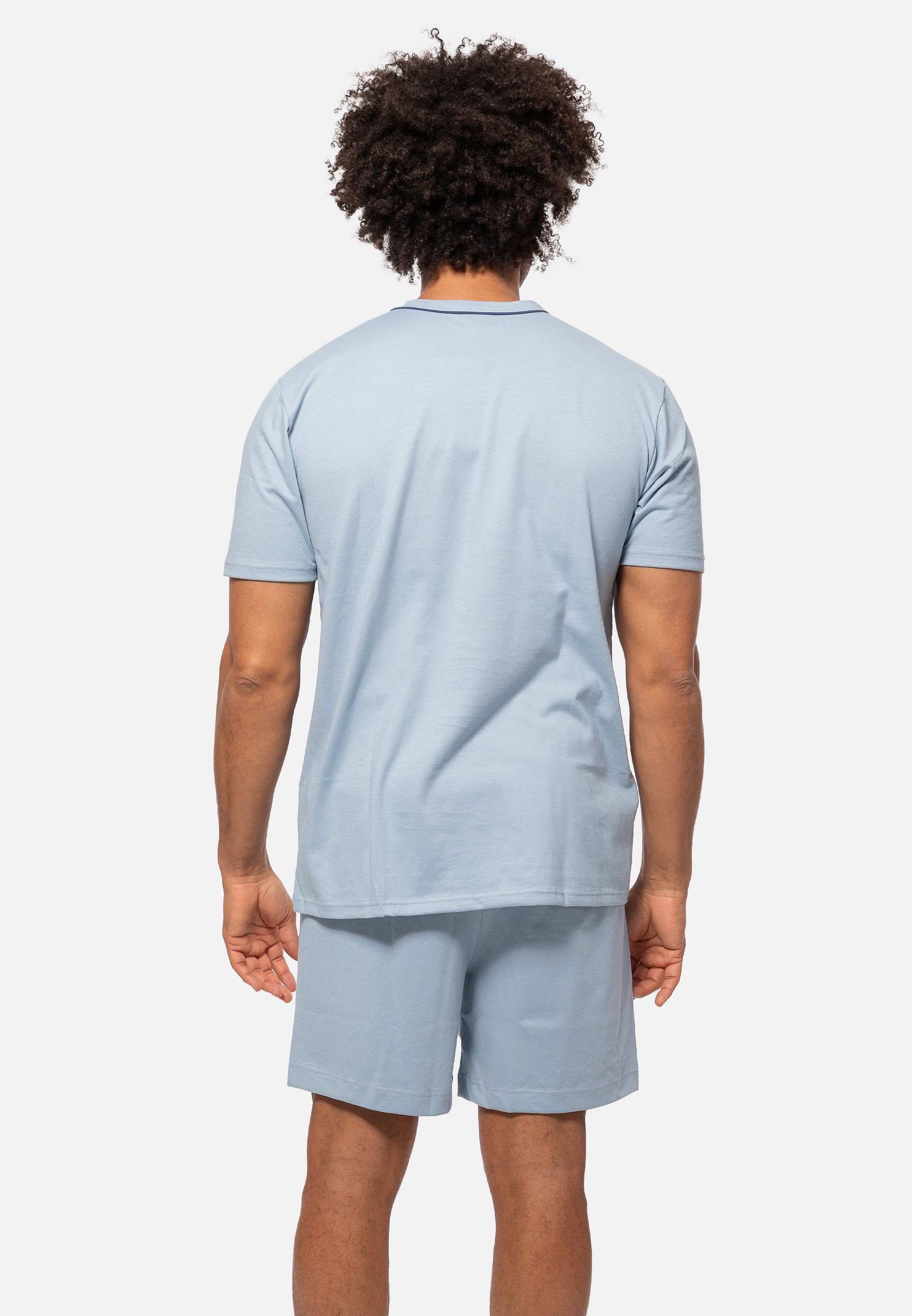 Organic Haut Schlafanzug Pyjama Cotton Ashley tlg) - auf Schnittform, - Ammann der Baumwolle 2 Angenehm (Set, Luftige Pure Blue