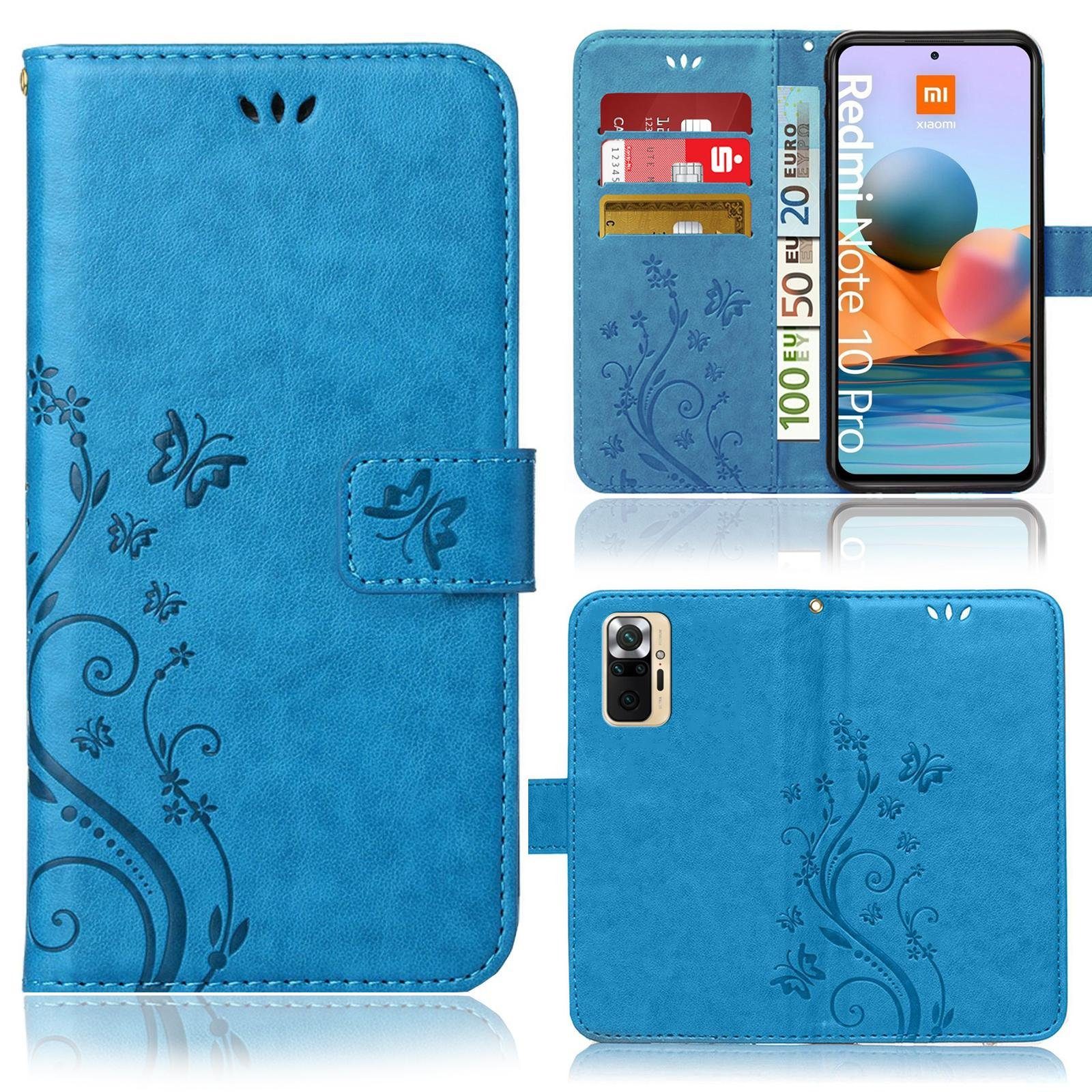 Numerva Handyhülle Bookstyle Flower für Xiaomi Redmi Note 10 Pro / Note 10 Pro Max, Klapphülle Flip Cover mit Blumenmuster