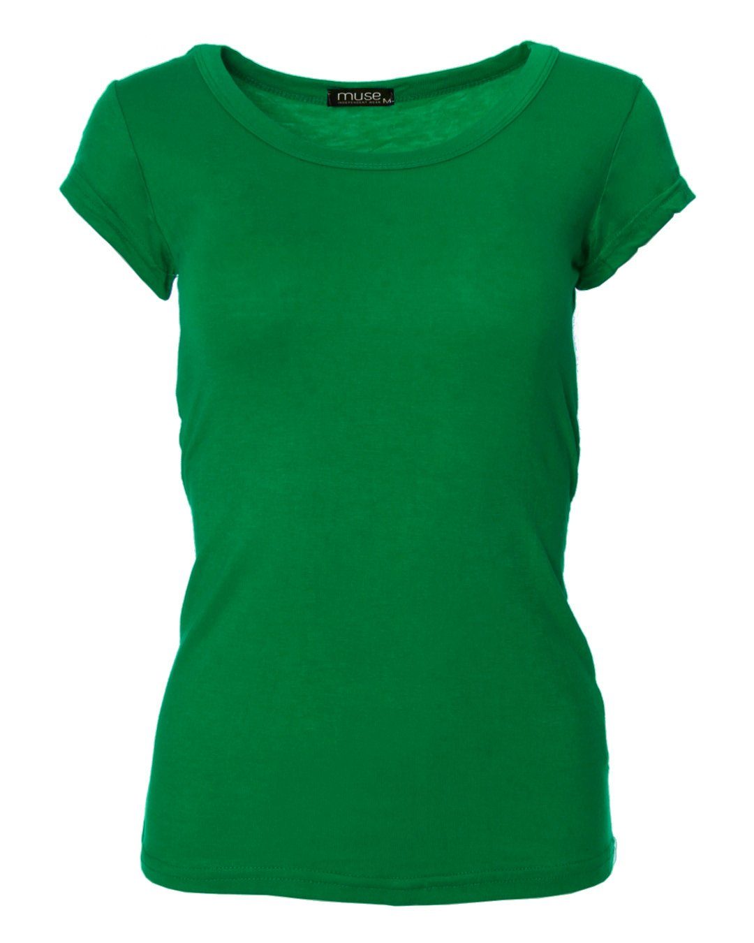 Muse T-Shirt Basic Kurzarm T-Shirt Skinny Fit 1001 grün | T-Shirts