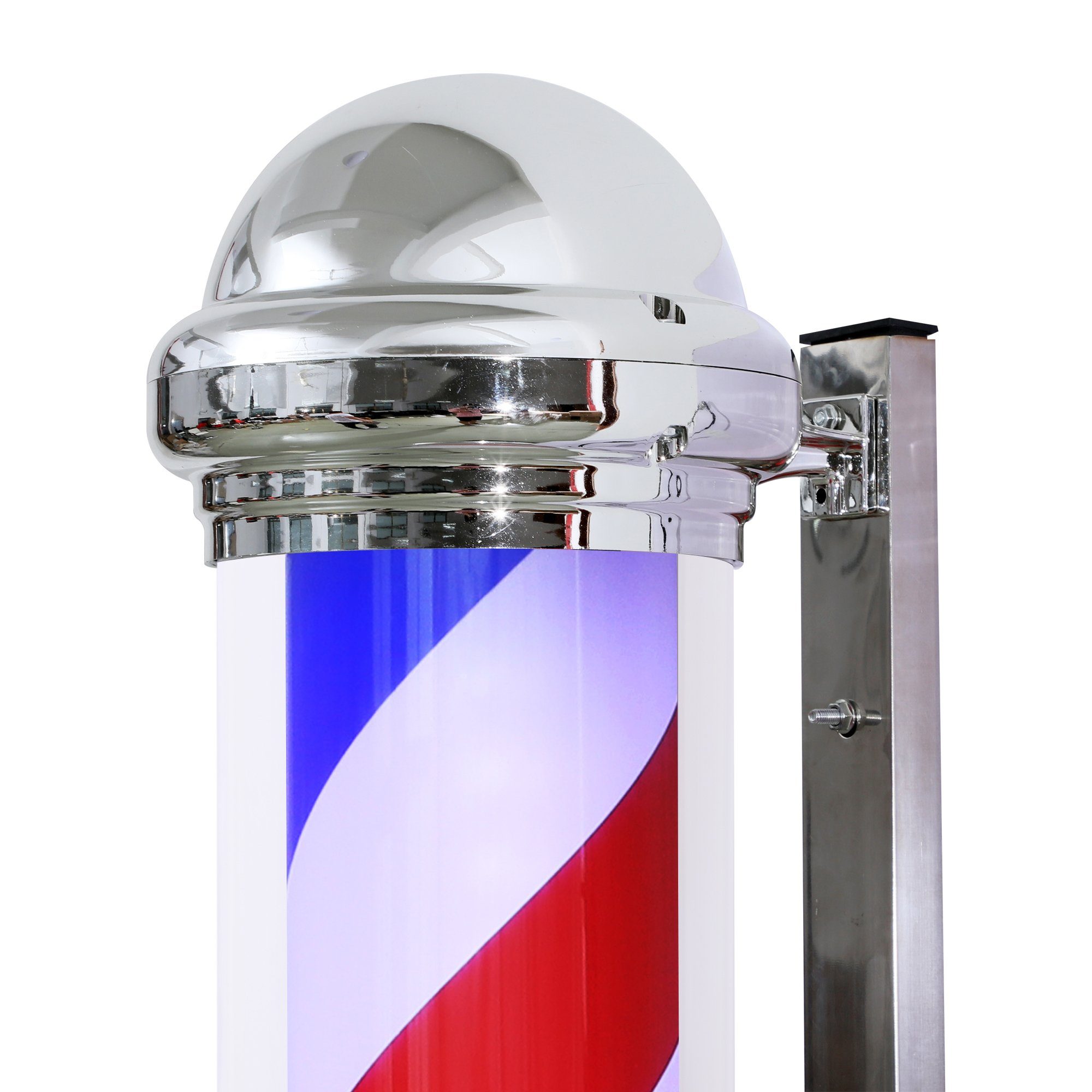 Barberpub Außen-Stehlampe Barberpub Barber-Pole Barbierstab L016B, LED fest integriert, Tageslichtweiß, drehbar Barbershop-Säule, 20 x 20 x75 cm