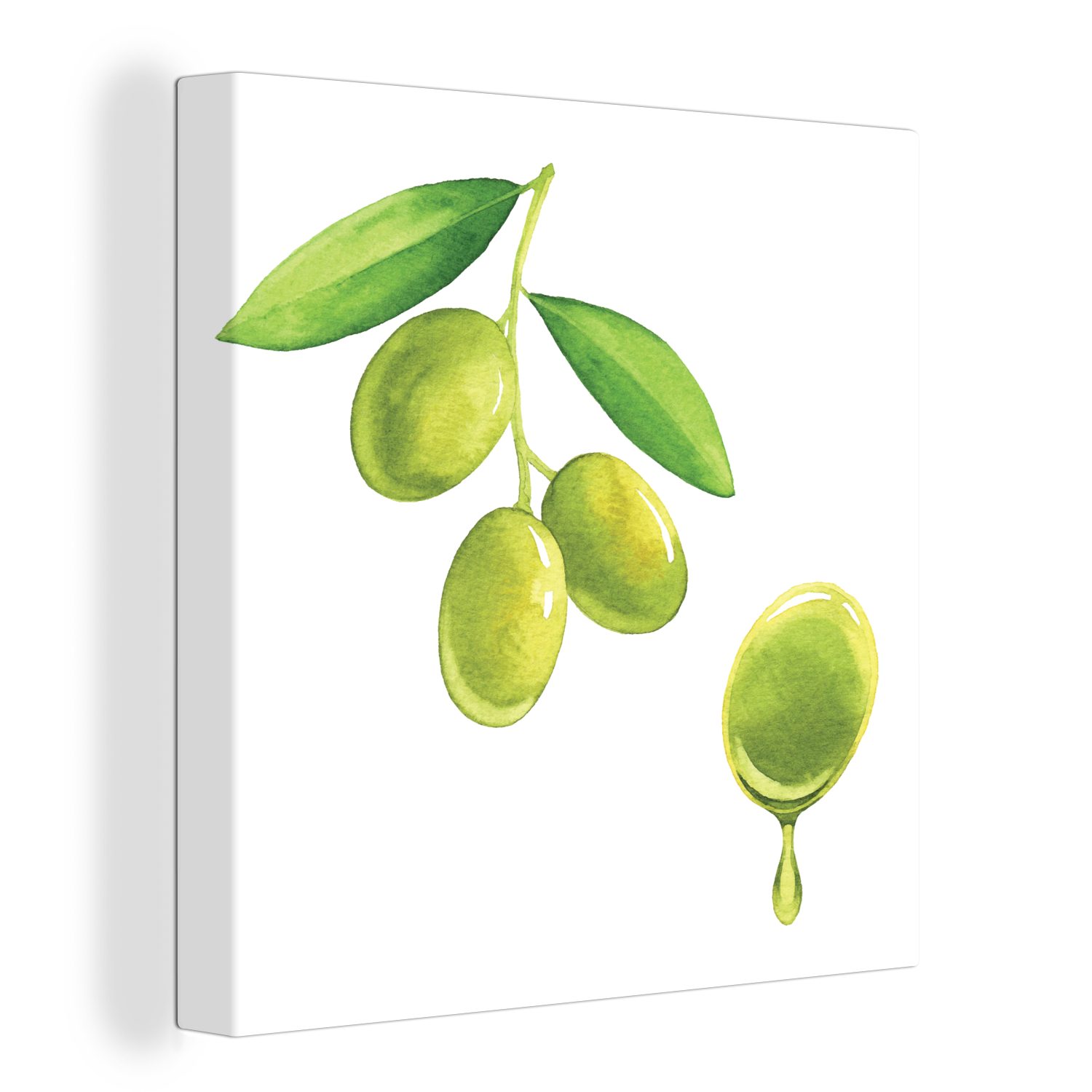 OneMillionCanvasses® Leinwandbild Aquarell - Olive - Grün, (1 St), Leinwand Bilder für Wohnzimmer Schlafzimmer
