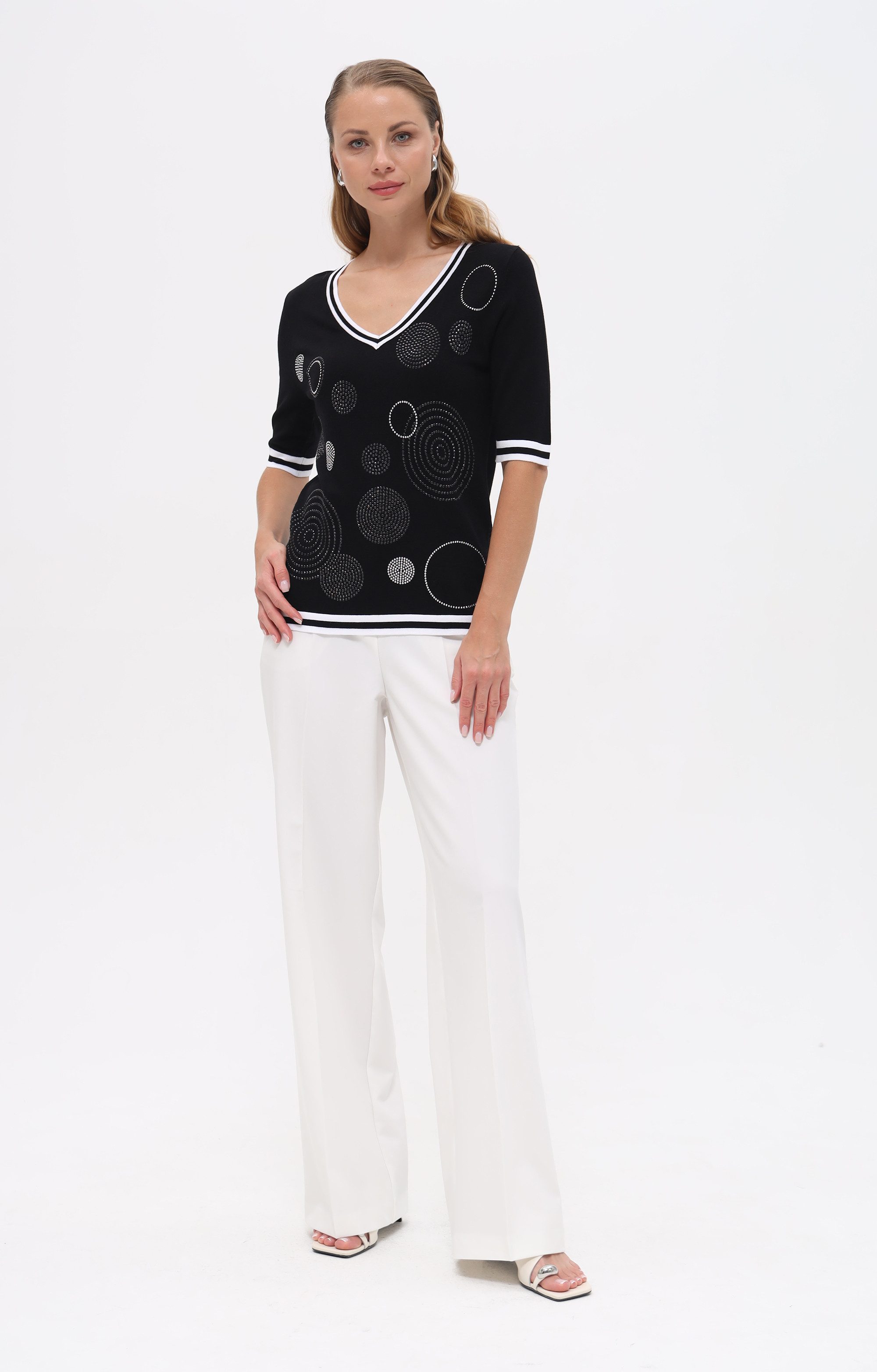 Passioni T-Shirt mit Kreismuster aus Strass – Bild 4 von 5