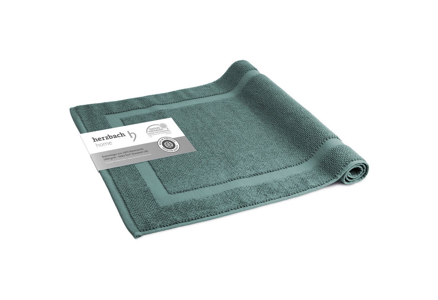 herzbach home Badematte Spa 50x80 cm, Baumwolle, Rechteckig, 1000g/m², Premium-Qualität, 100% Baumwolle, mit Bordüre