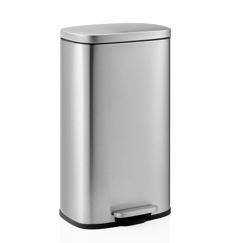 hjh OFFICE Mülleimer Mülleimer Clean 15 Edelstahl, Kunststoff, Treteimer 30 Liter mit Softclose, Abfalleimer Küche mit Deckel 30l