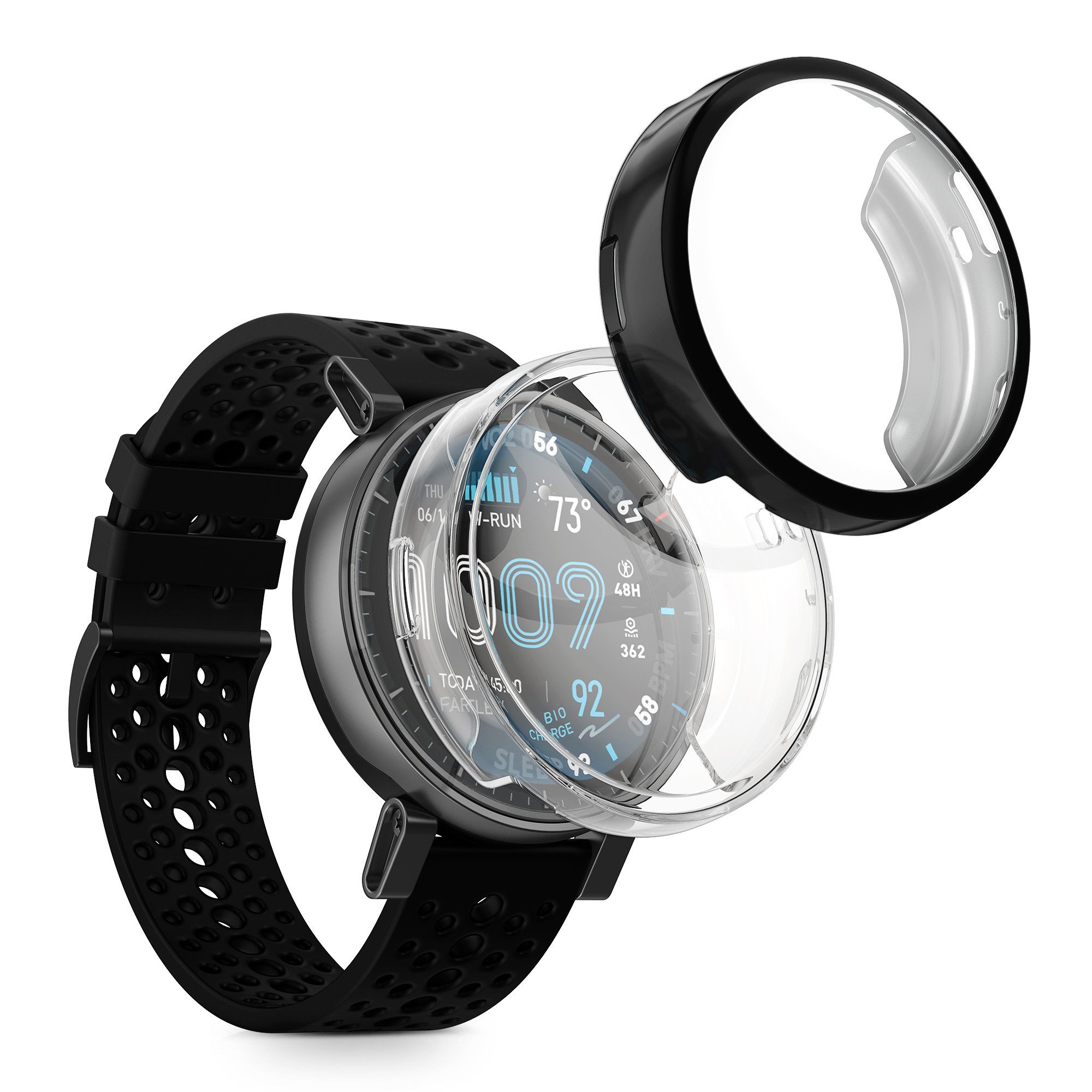 kwmobile Smartwatch-Hülle 2x Silikon Hülle für Amazfit Active Max A2557, Schutzhülle Fullbody Display Cover Set aus Silikon