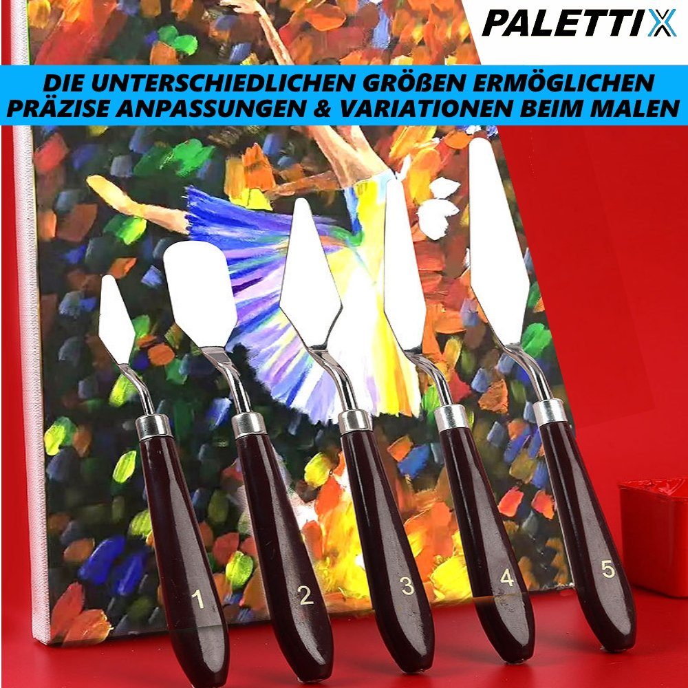 Malmesser 5 Künstlerspachtel teilig Palettenmesser Set Acryl Ölfarbe MAVURA PALETTIX Farbspachtel, Malerset Malspachtel Schaber