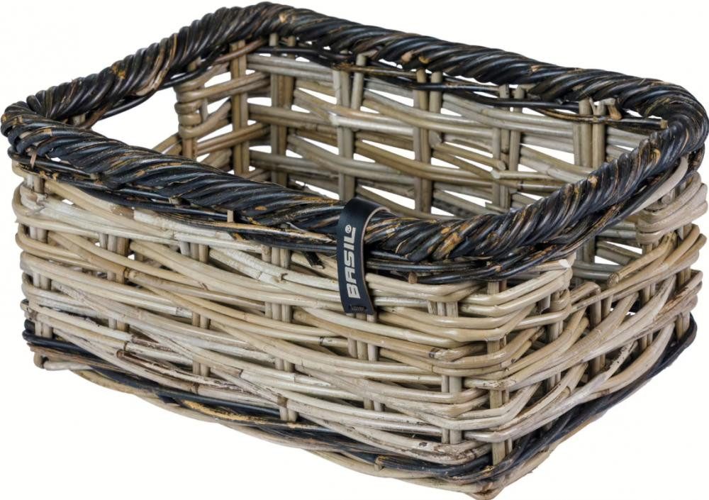 Basil Fahrradkorb Basil Dijon S Vorderradkorb - grobmaschiges Rattan, grau/schwarz, mit