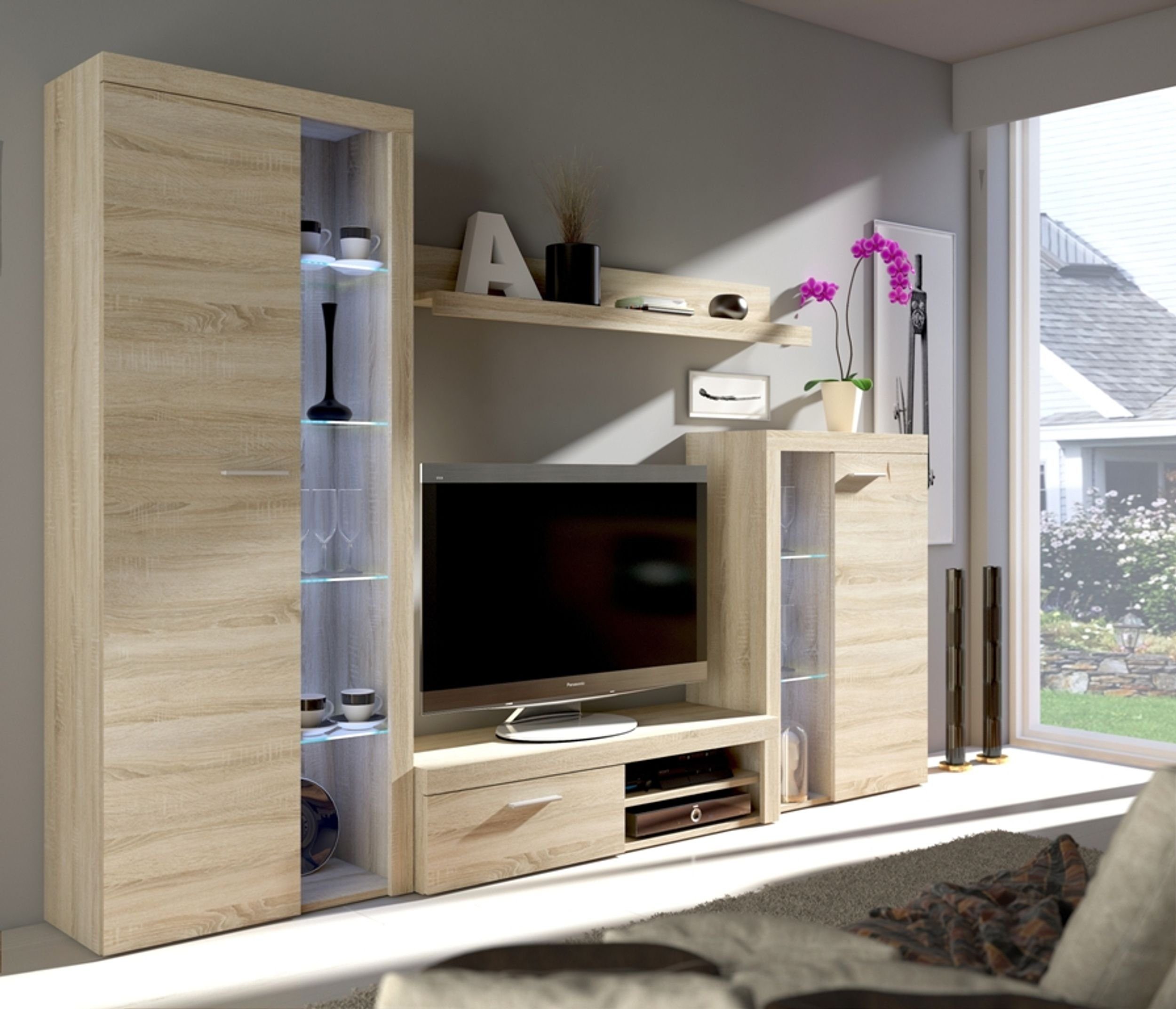 Küchen-Preisbombe Wohnwand Rumba Schrankwand Anbauwand Wohnzimmer Sonoma Ei günstig online kaufen