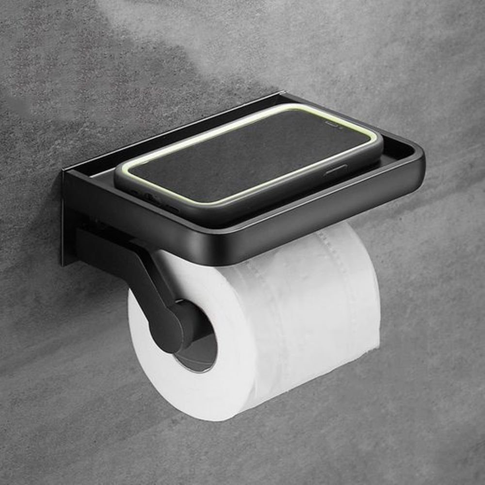 POCHUMIDUU Toilettenpapierhalter Selbstklebend Kein Bohren Regale Papierhalter, Smartphone-Ablage,Ohne Bohren Kleben Edelstahl