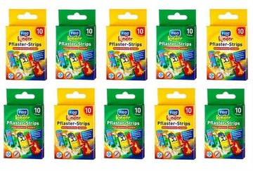 FIGO Wundpflaster 100 Stück FIGO Kinderpflaster 10 Packungen + 1 Notizblock (Set, 100 St., Kinderpflaster), Tiermotive Pflasterstreifen Pflasterbox Pflaster-Strips Tiere