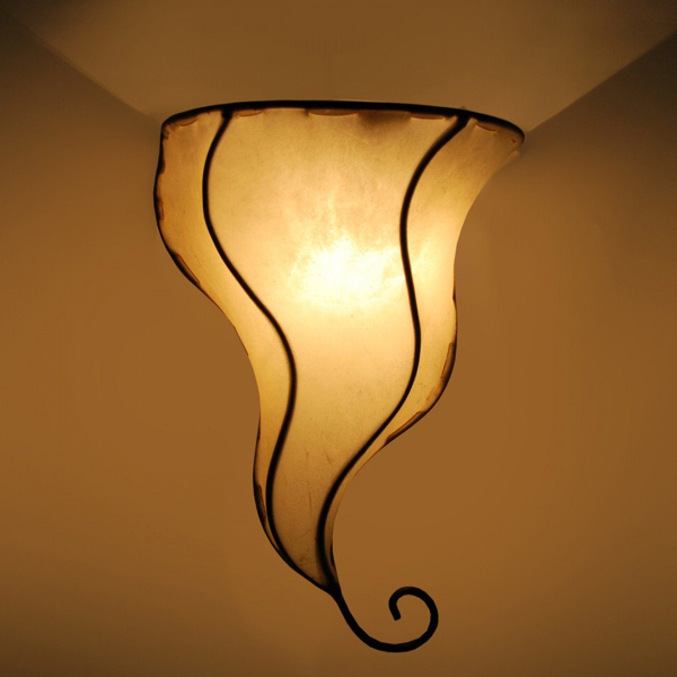 l-artisan Wandleuchte, Marokkanische Leder Wandlampe, Orientalische Wandleuchte Doha H40cm Natur