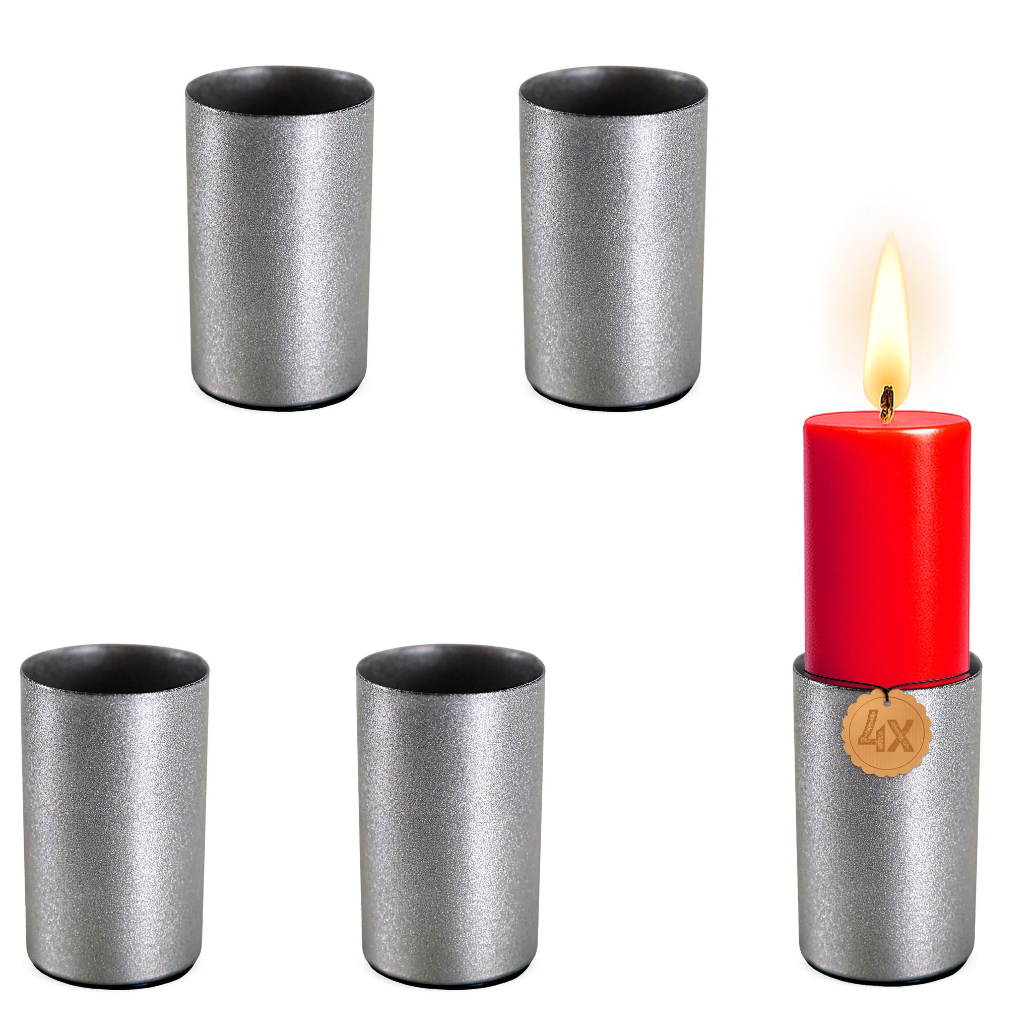 matches21 HOME & HOBBY Kerzenhalter Kerzenhalter 4er Set Metall Silber Ø 2, günstig online kaufen