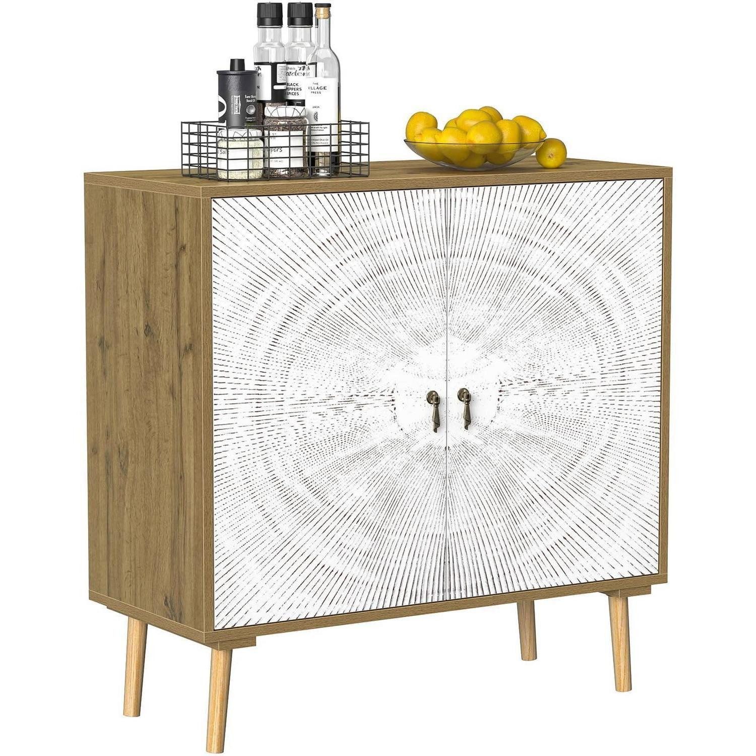 LuxusKollektion Sideboard Sideboard geschnitzt vintage Massivholzbeine verstellbares Regal