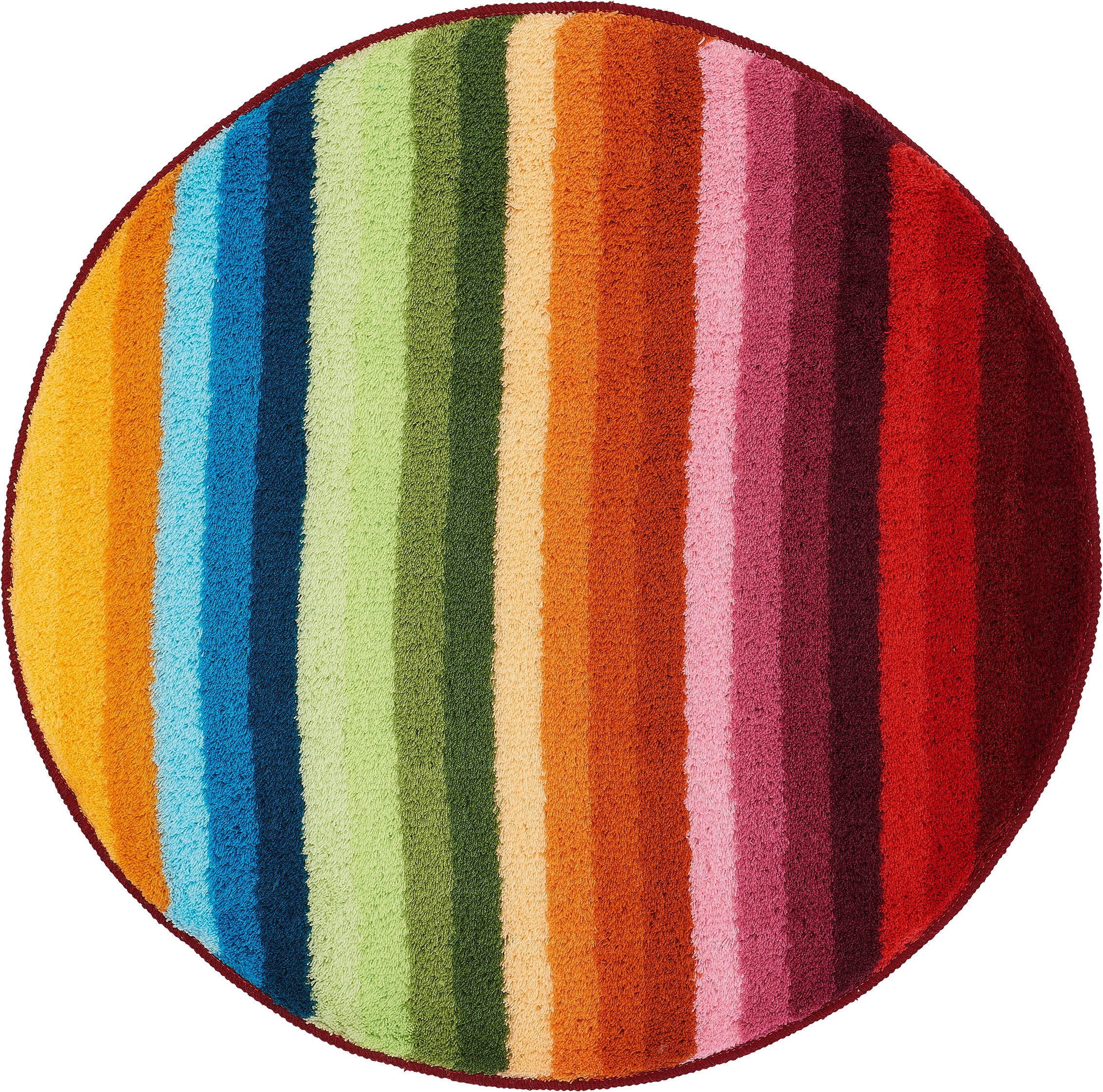 Kleine Wolke Badematte Funky, Badvorleger, Badezimmer Teppich, Höhe 15 mm, rutschhemmend beschichtet, fußbodenheizungsgeeignet, Kunstfaser, rund, Badteppich, modernes Streifen Design, waschbar