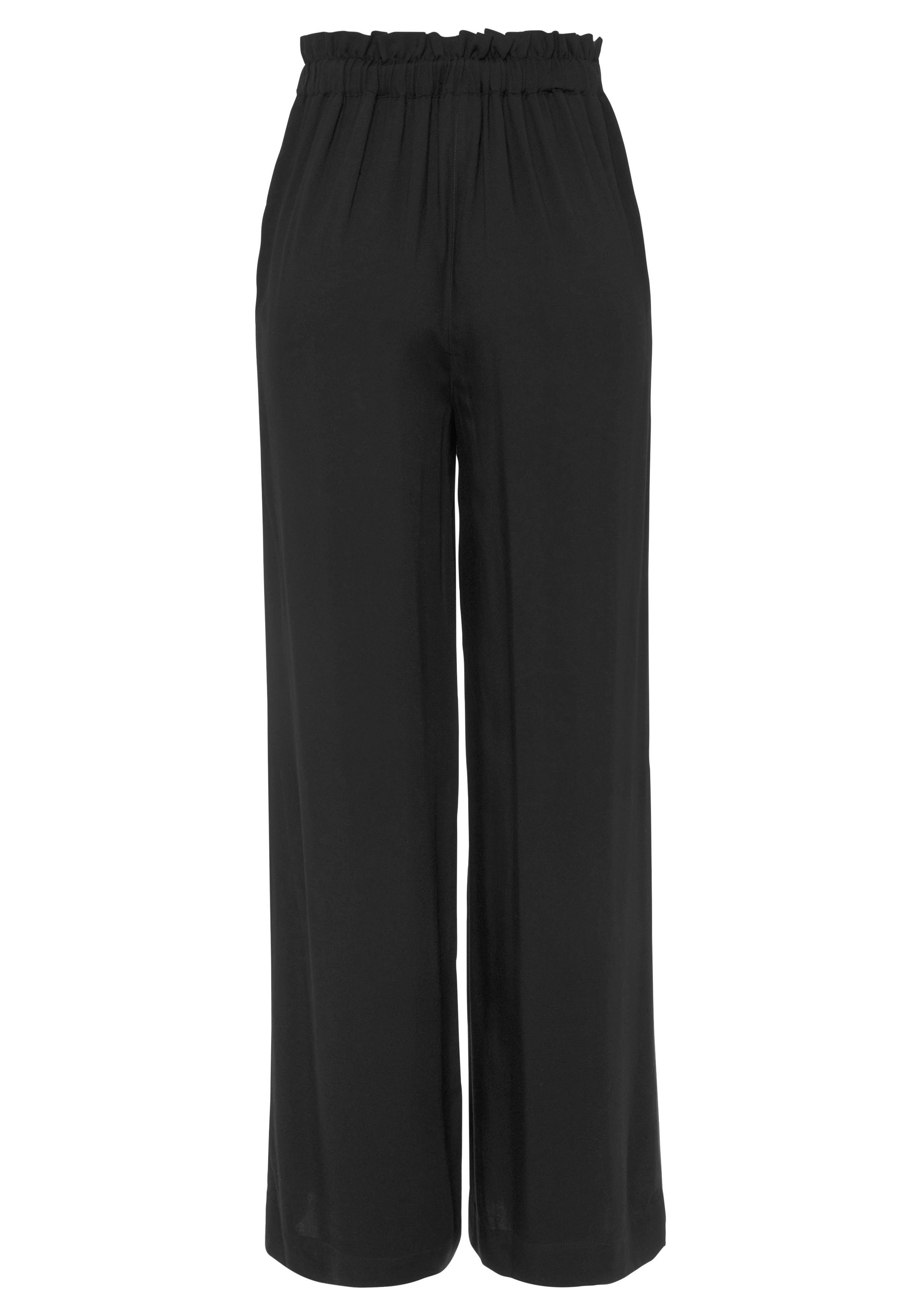 LASCANA Paperbag-Hose mit weitem Bein aus luftiger Viskoseware mit Taschen, Wide-Leg, Stoffhose, casual-chic, Sommerhose, Schlupfhose