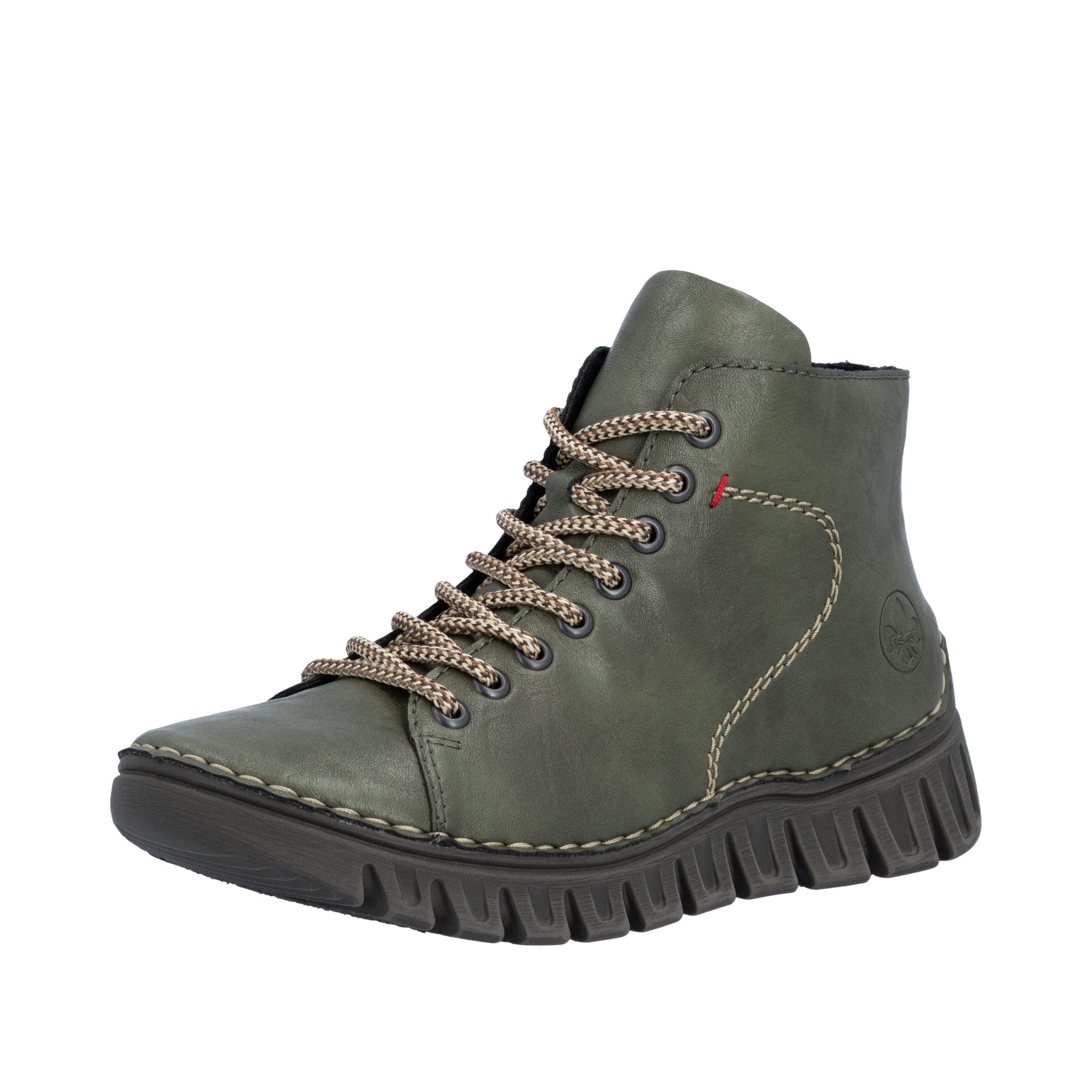 Rieker Schnürboots Casual-Boots, Stiefelette, Plateauboots mit Kontrastnähten