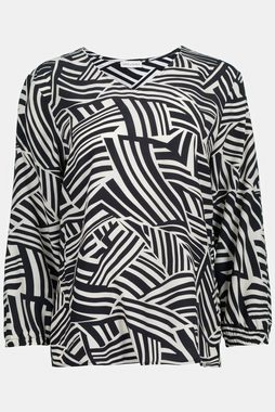 Gina Laura Spitzenbluse Bluse Identity Zebra Print V-Ausschnitt Langarm