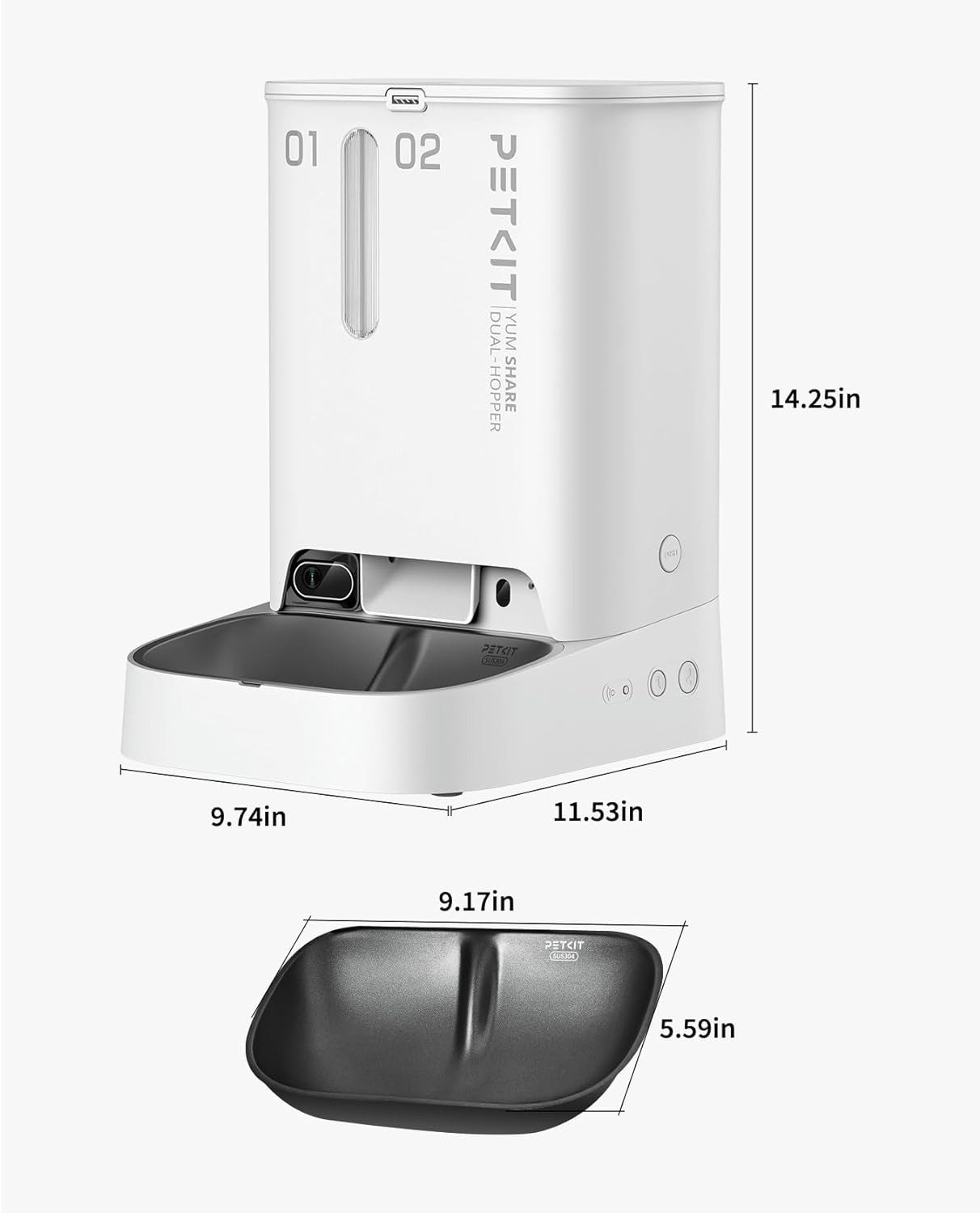 PETKIT Futterautomat PETKIT – Yumshare Automatischer Futterspender mit Kamera, 5 L Dual, 30 x 25 x 31 cm