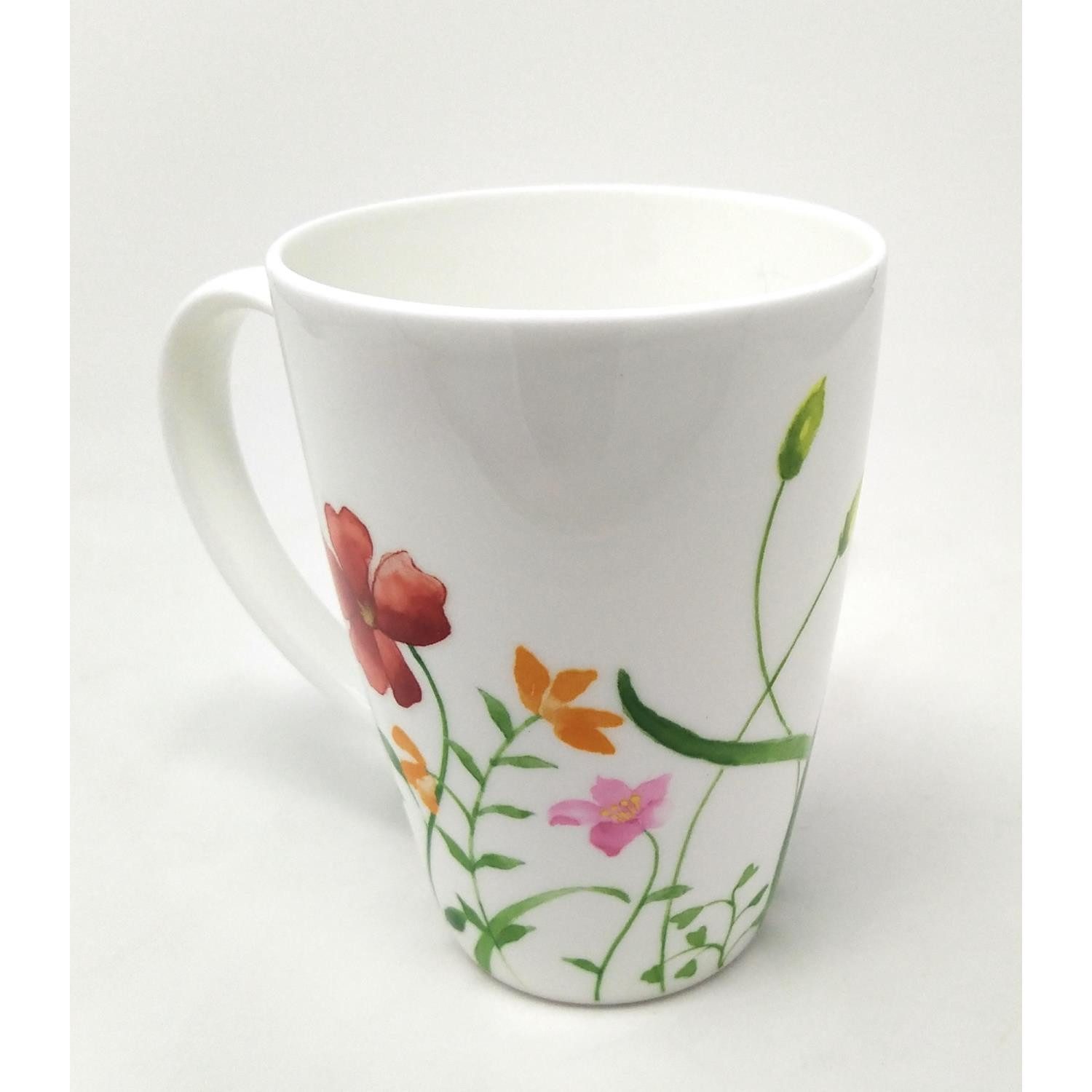 TeaLogic Tasse Blumen, Porzellan, Spülmaschinengeeignet, Weiß, Blumen, H: 13.5cm