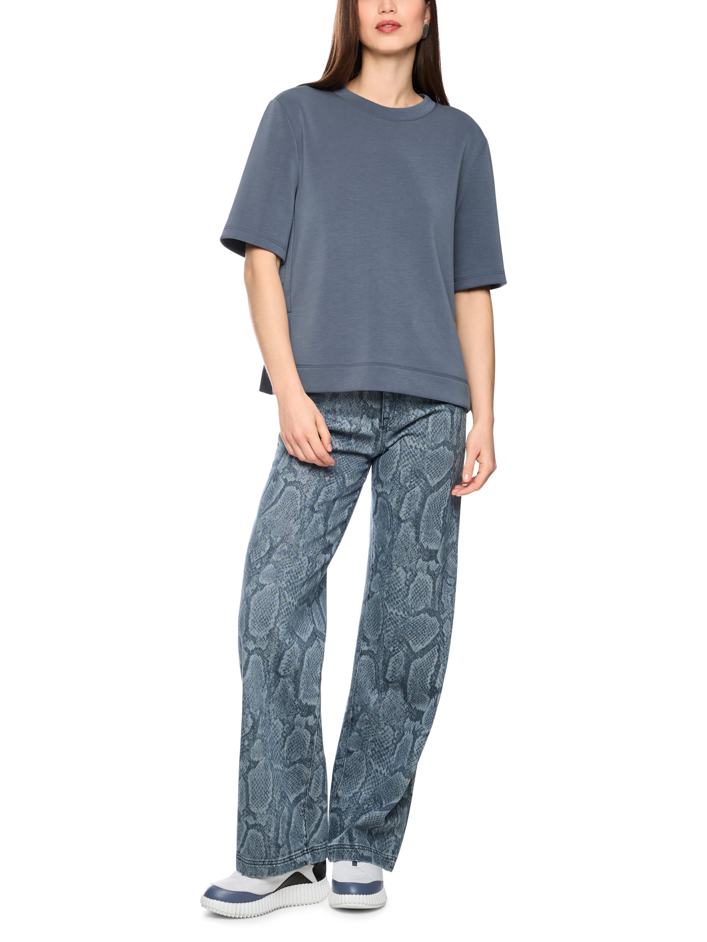 Marc Cain T-Shirt Urban Haze Premium Damenmode mit Plissee-Details