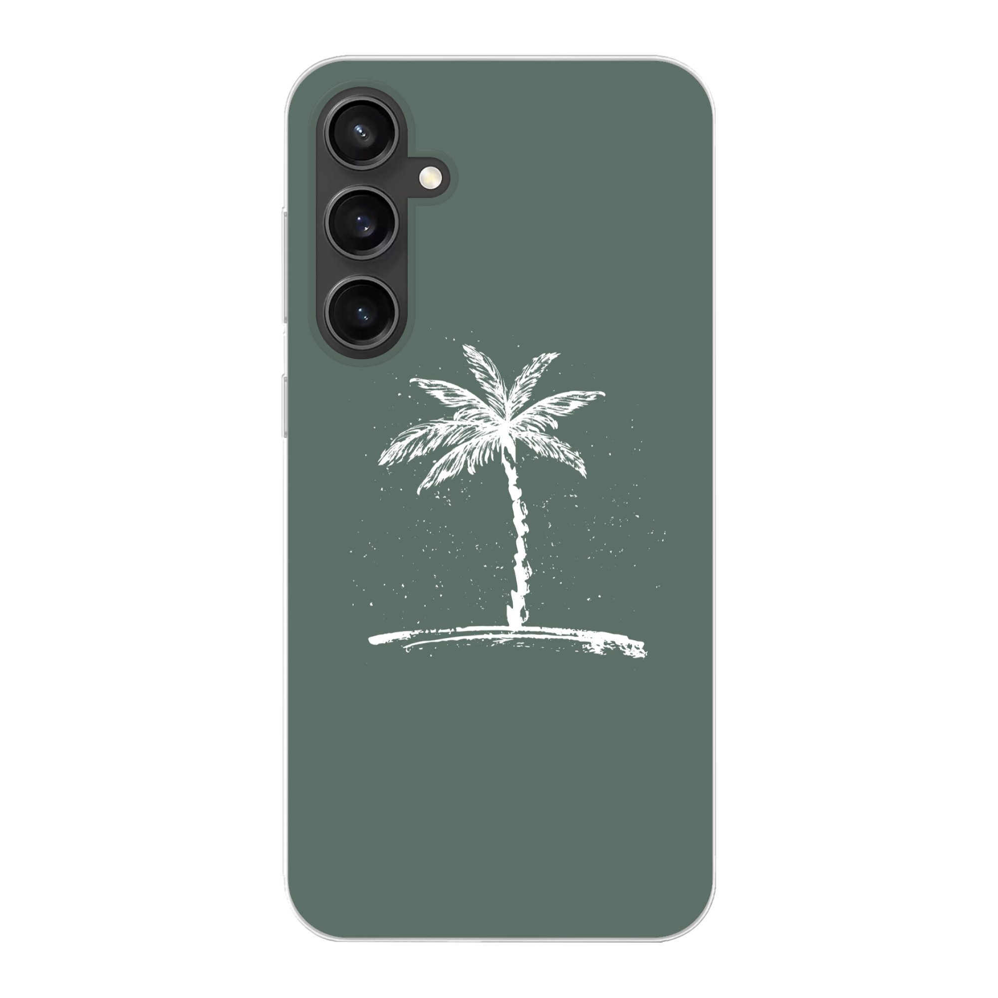MuchoWow Handyhülle für Samsung Galaxy S23 FE Palme - Weiß - Grün - Tropisch