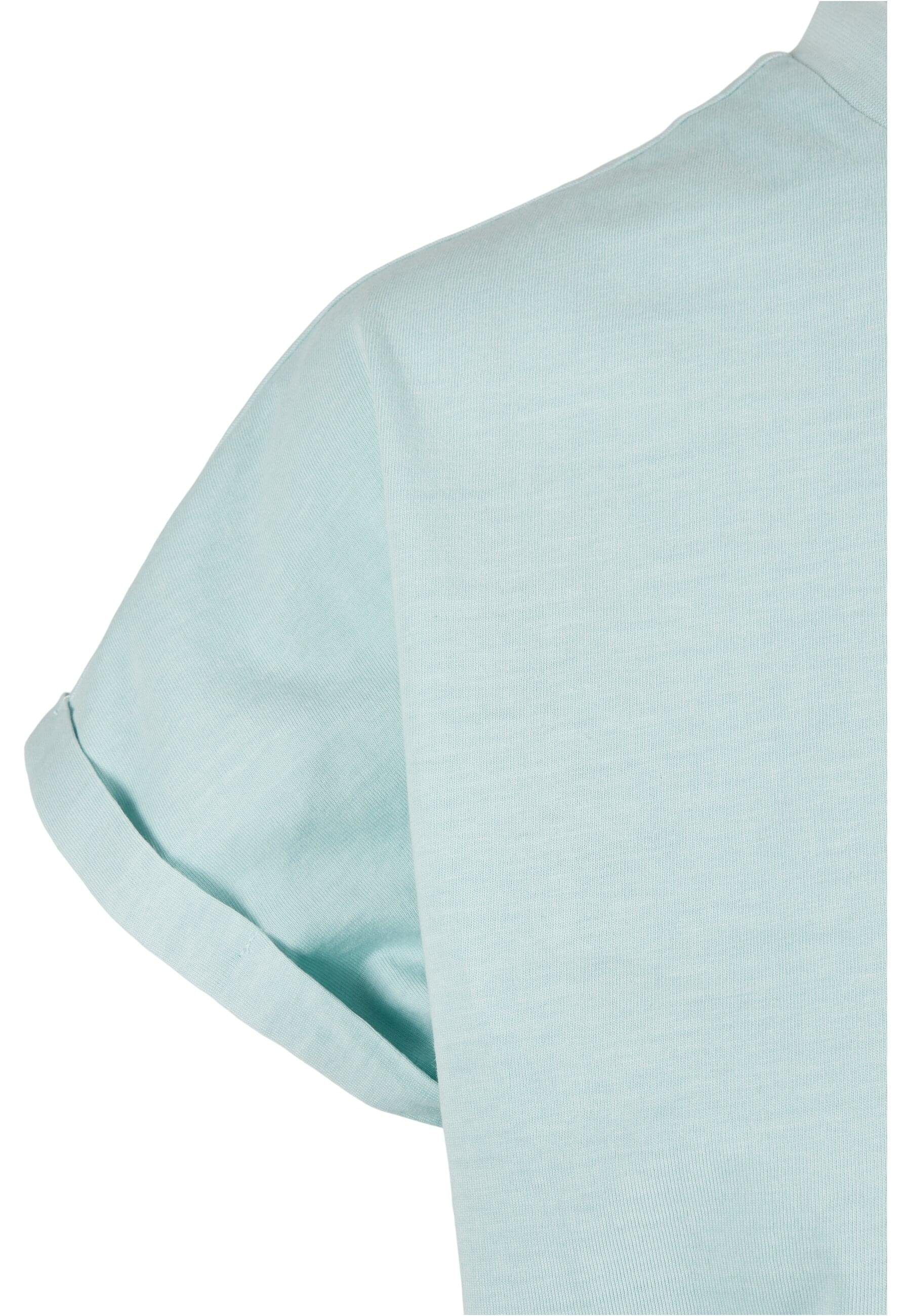 URBAN CLASSICS Strandshirt Damen Ladies Short seablue On Dye Sleeve (1-tlg) Tee Cut Pigment