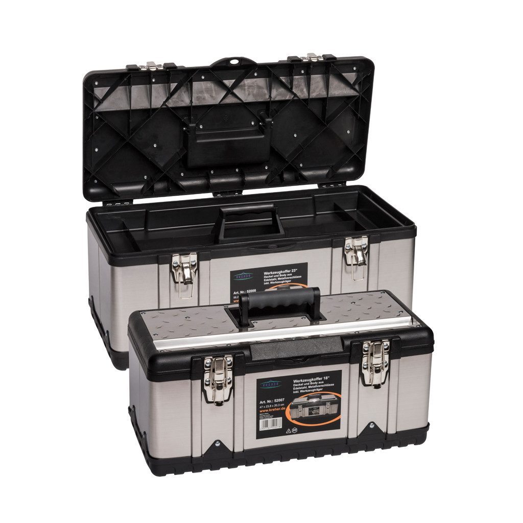Kreher Werkzeugkoffer Set Profi aus Edelstahl mit Werkzeugträger: 23" + 18" (2 St)