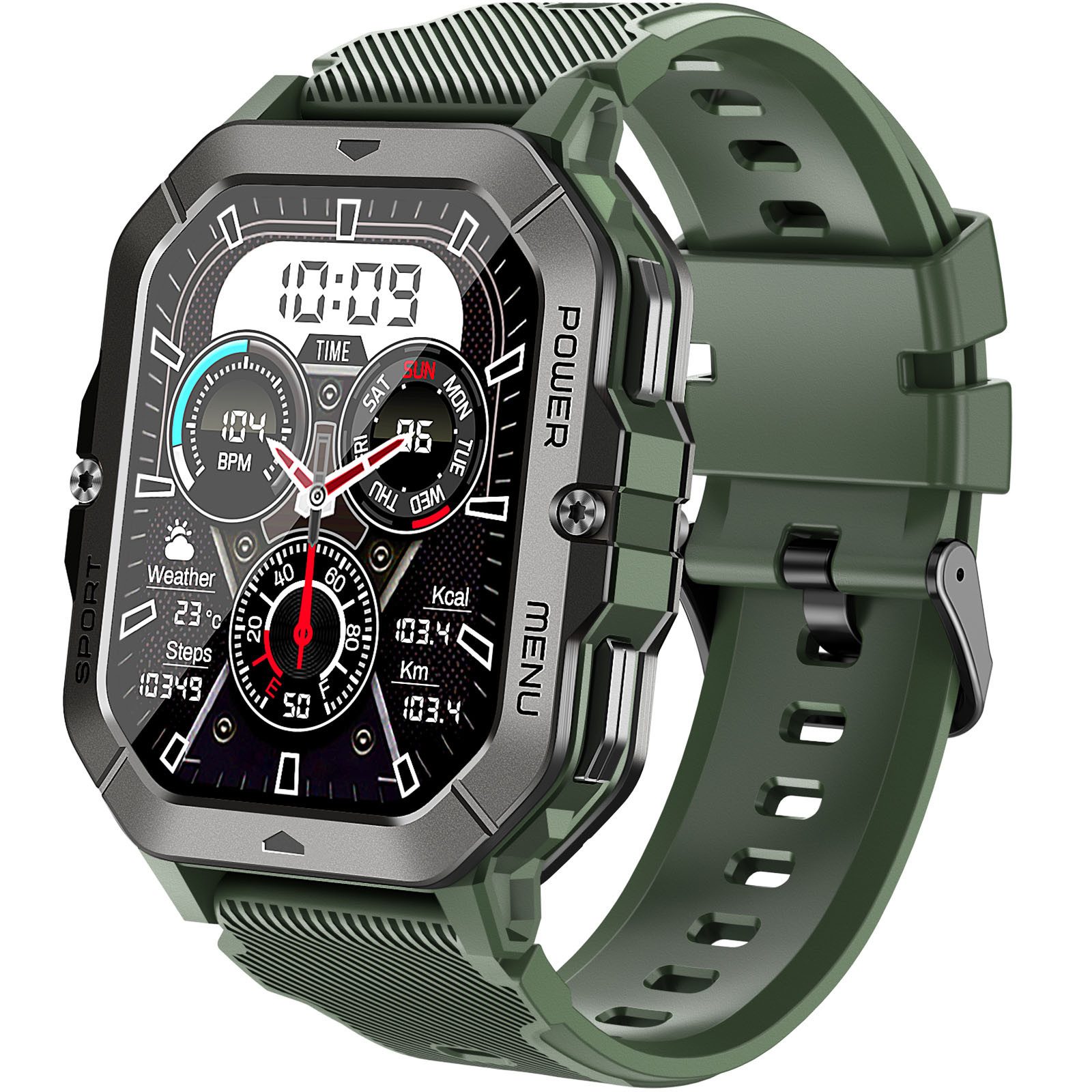 Bambooinn C28 Smartwatch Herren, 5ATM Wasserdicht, 2,02 " HD Bildschirm Smartwatch (5.13 cm/2.02 Zoll, Android IOS)
