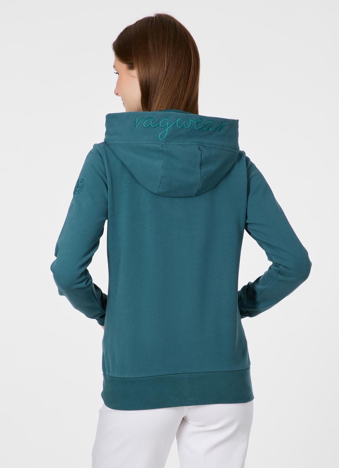 Ragwear Sweatjacke NESKIA ZIP B Dünne Baumwollmischung, innen brushed mit Stickerei auf der Kapuze