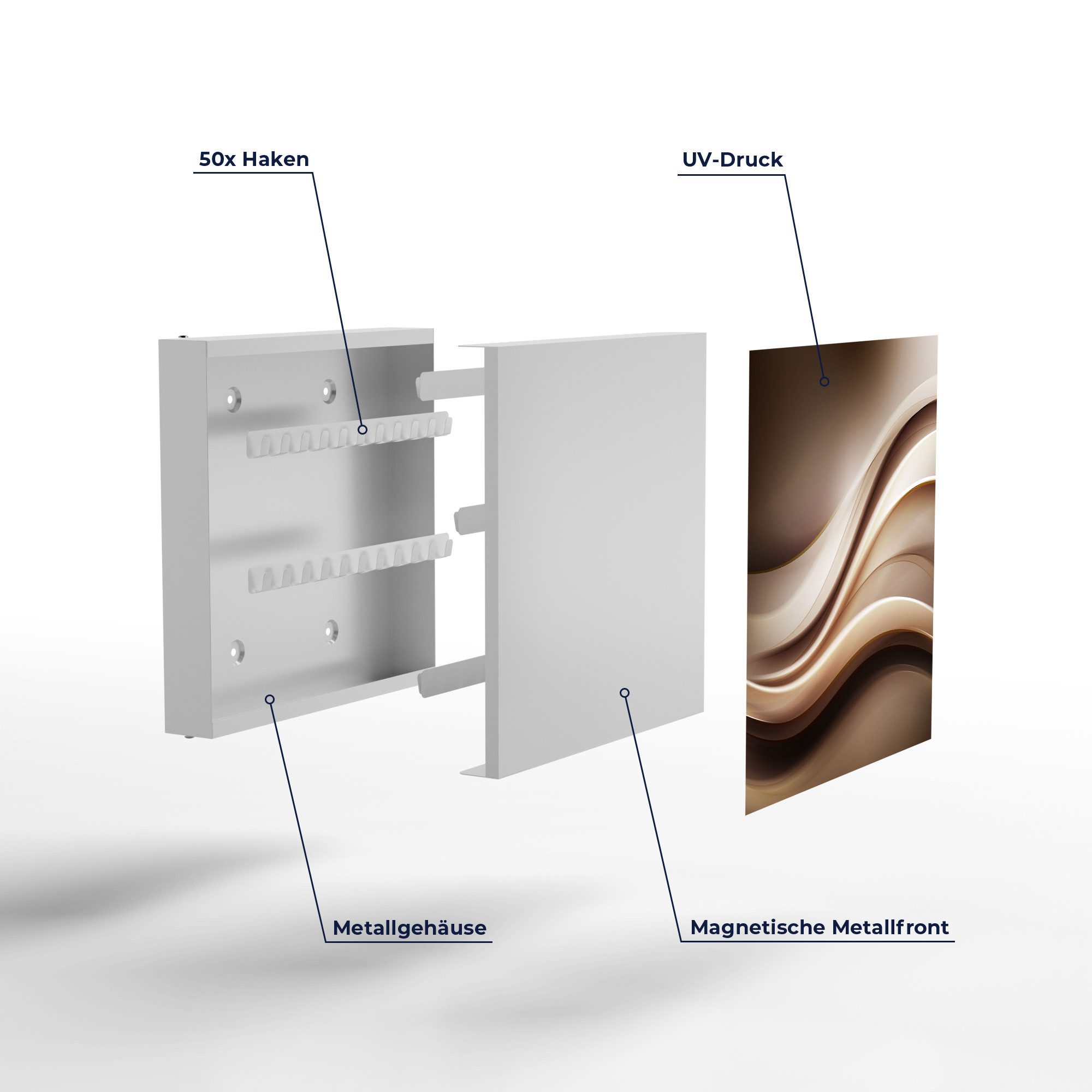 DEQORI Schlüsselkasten 'Edelmetallschwingung', Schlüsselbox modern Schlüsselschrank magnetisch Schlüssel Kasten Box